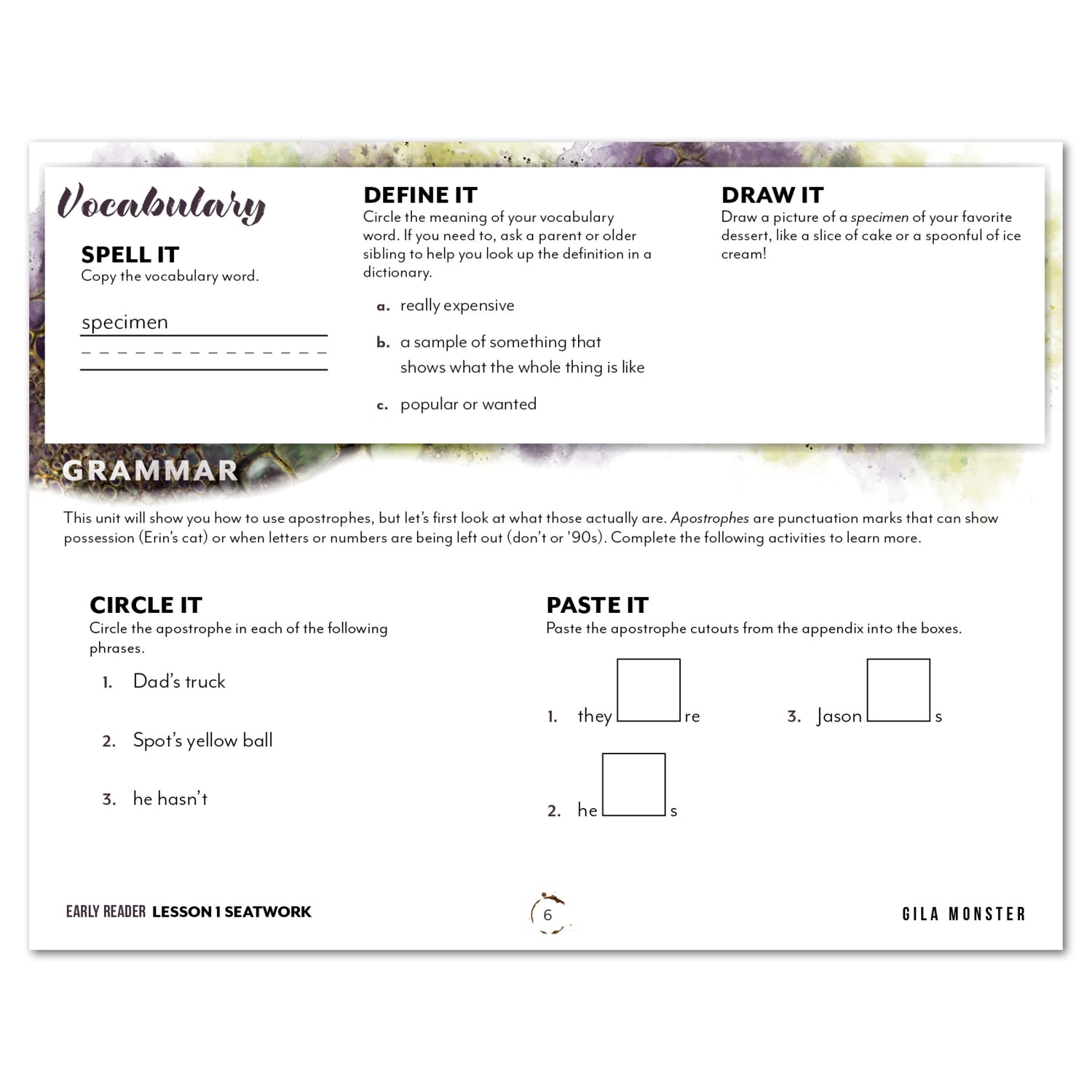 Reptiles homeschool unit study printed student seatwork journal in manuscript for Early Reader worksheet