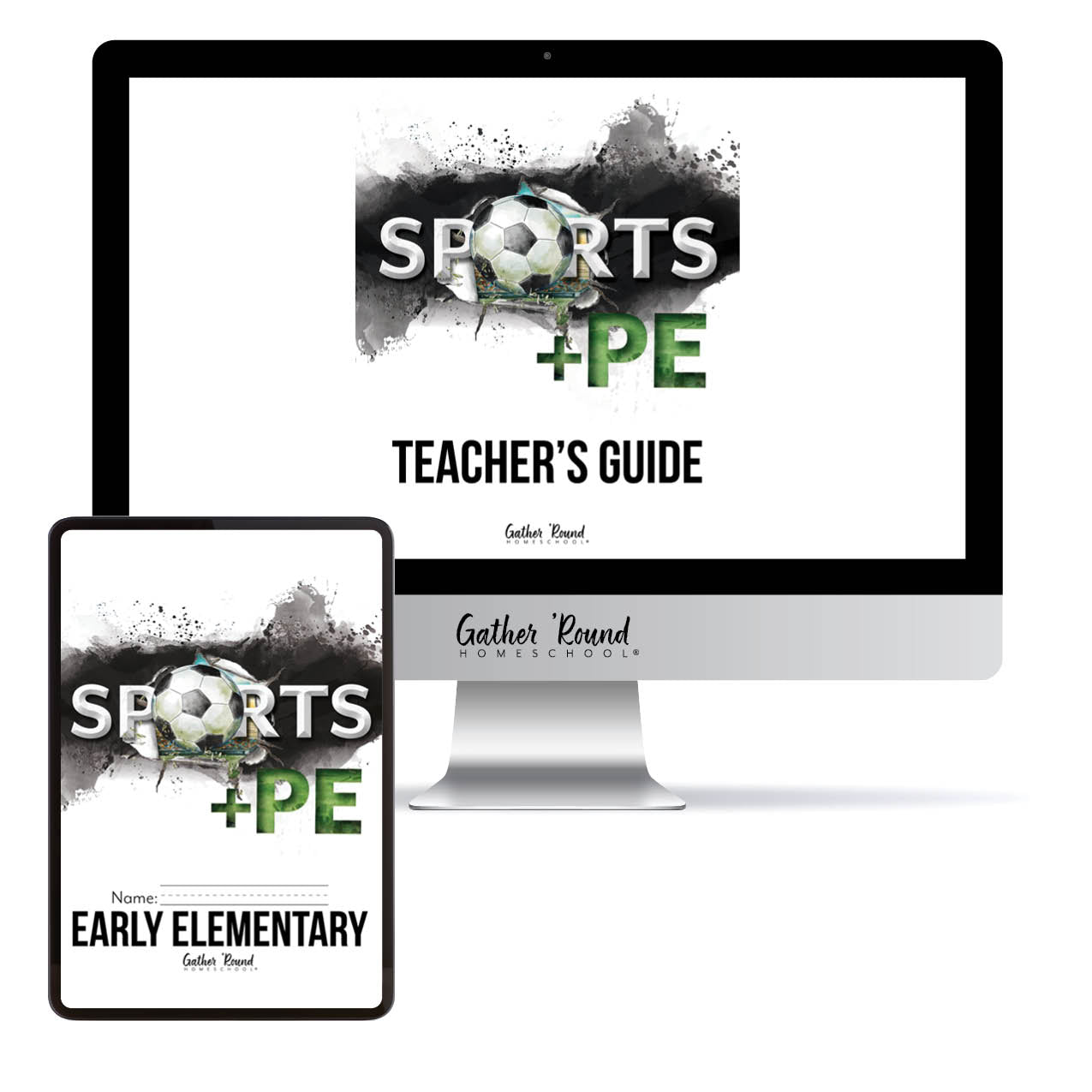 Sports + PE homeschool unit study digital student workbook Early Elementary with Teacher's Guide bundle