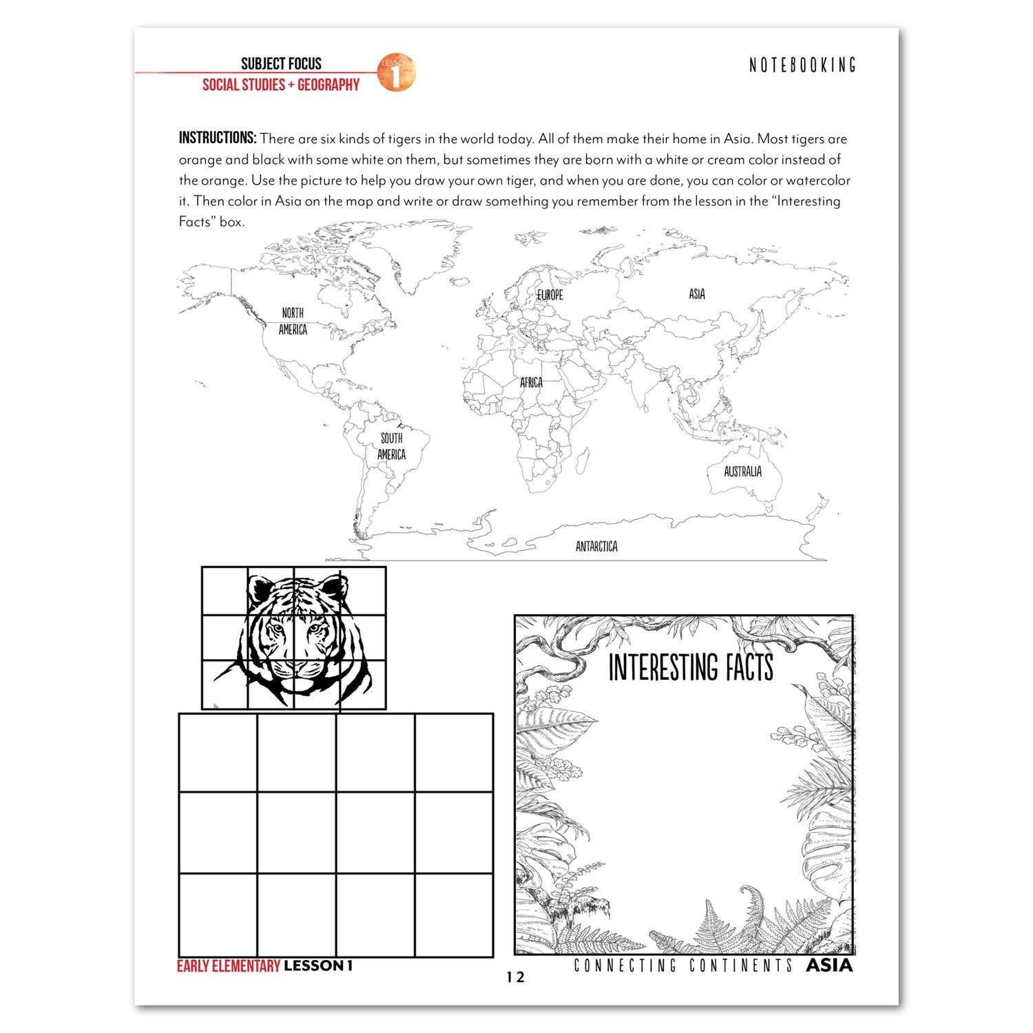 Asia Homeschool Unit Study Digital Early Reader Student Book Lesson 1 Page