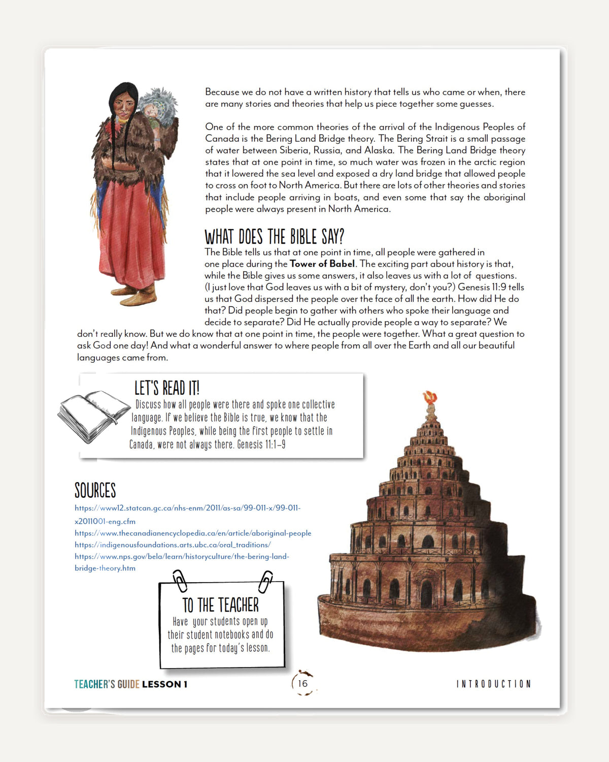 Indigenous Peoples homeschool unit study printed teacher guide lesson one part two