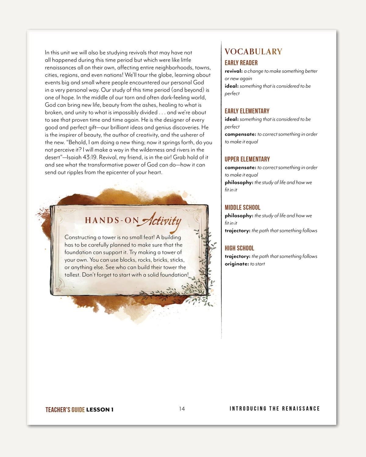 Renaissance and Revival Homeschool Unit Study Printed Digital Teacher's Guide Lesson 1 Introducing the Renaissance Part 2