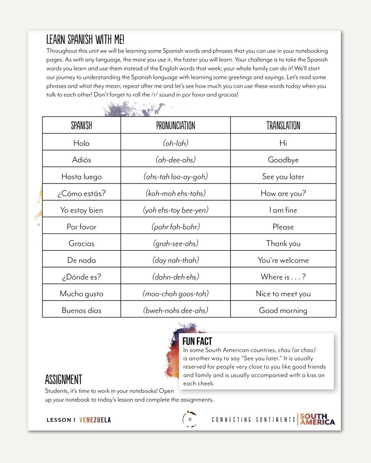 South America homeschool unit study digital teacher guide Learn Spanish with me