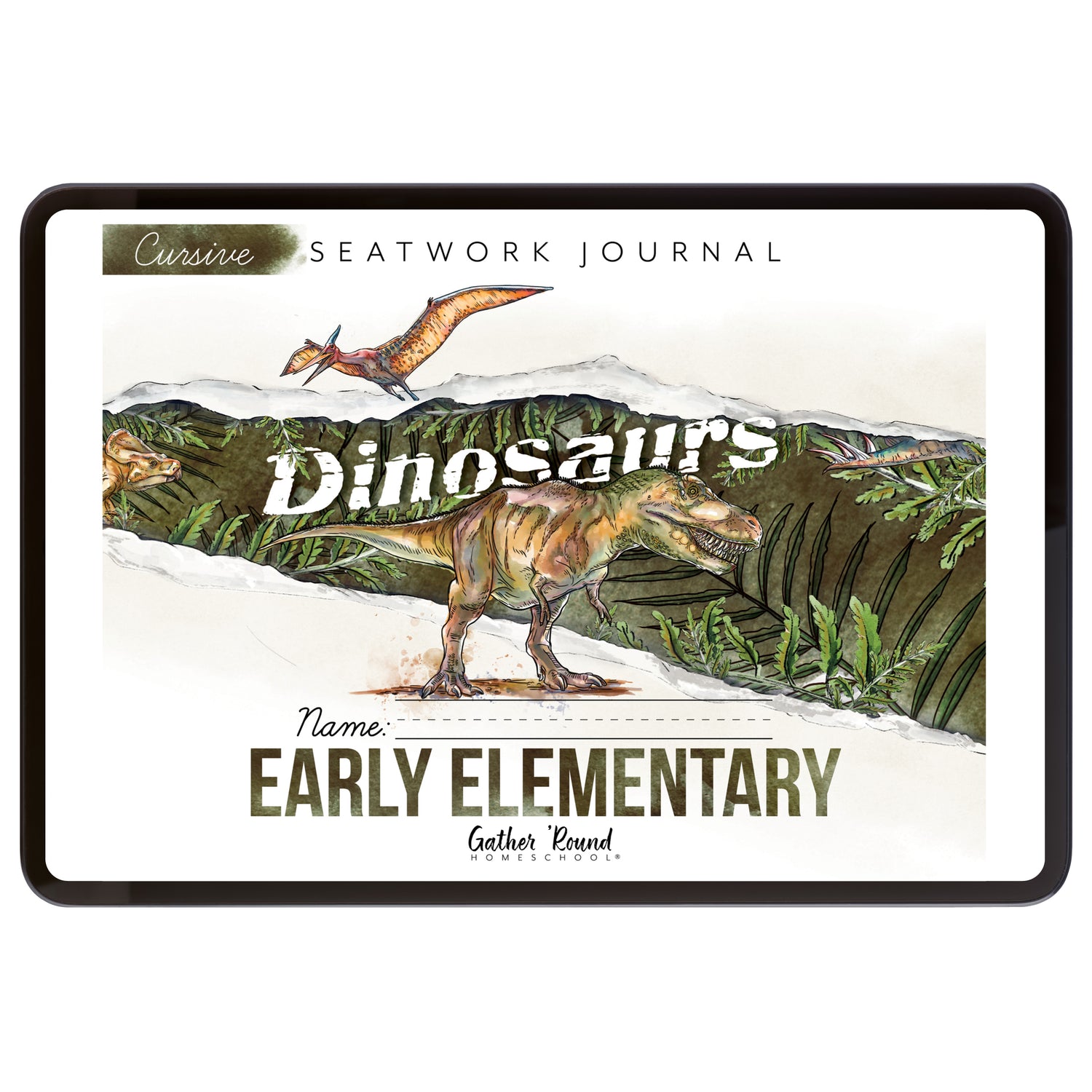 Dinosaurs Homeschool Unit Study Digital Seatwork Journal Cursive Early Elementary