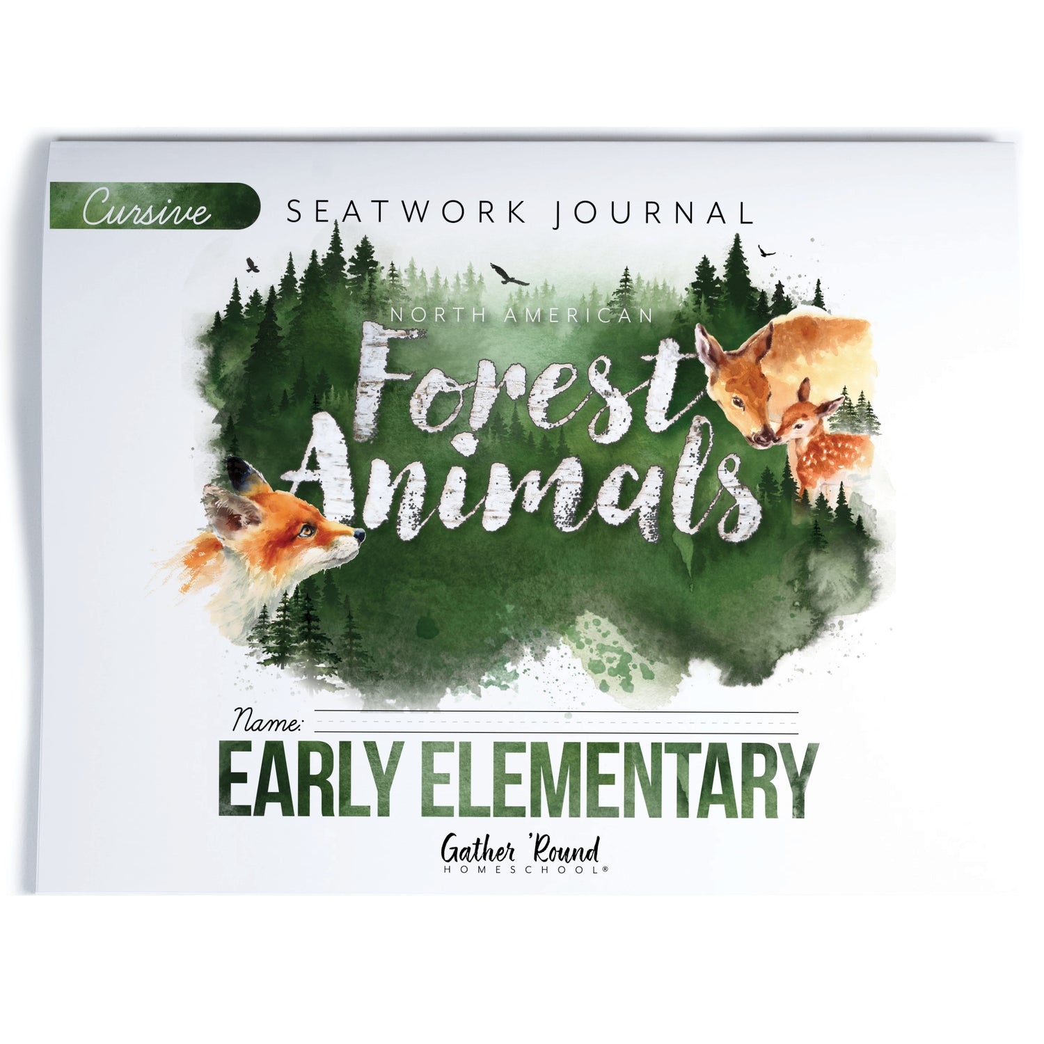 North American Forest Animals homeschool unit study print student seatwork journal in cursive for early elementary
