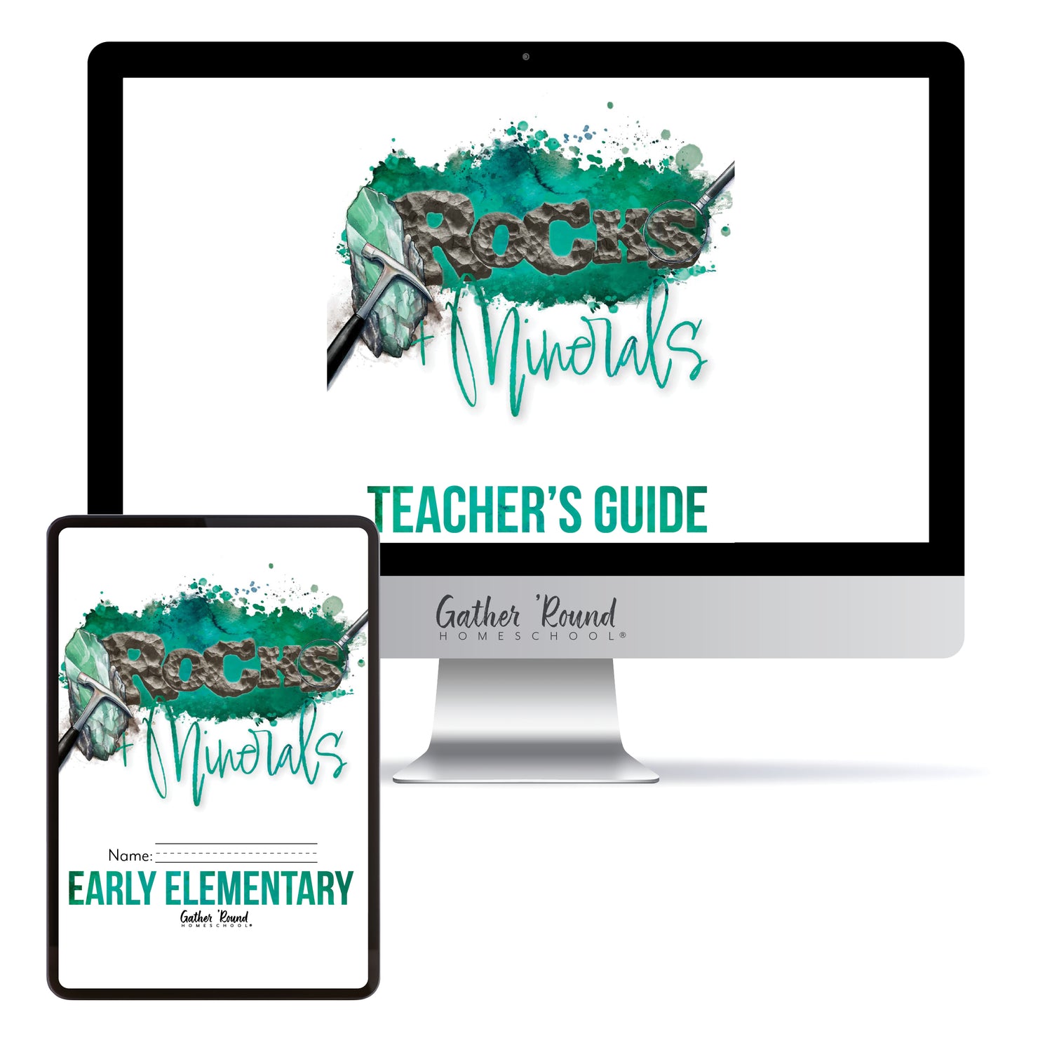 Rocks + Minerals homeschool unit study digital Early Elementary with Teacher's Guide bundle