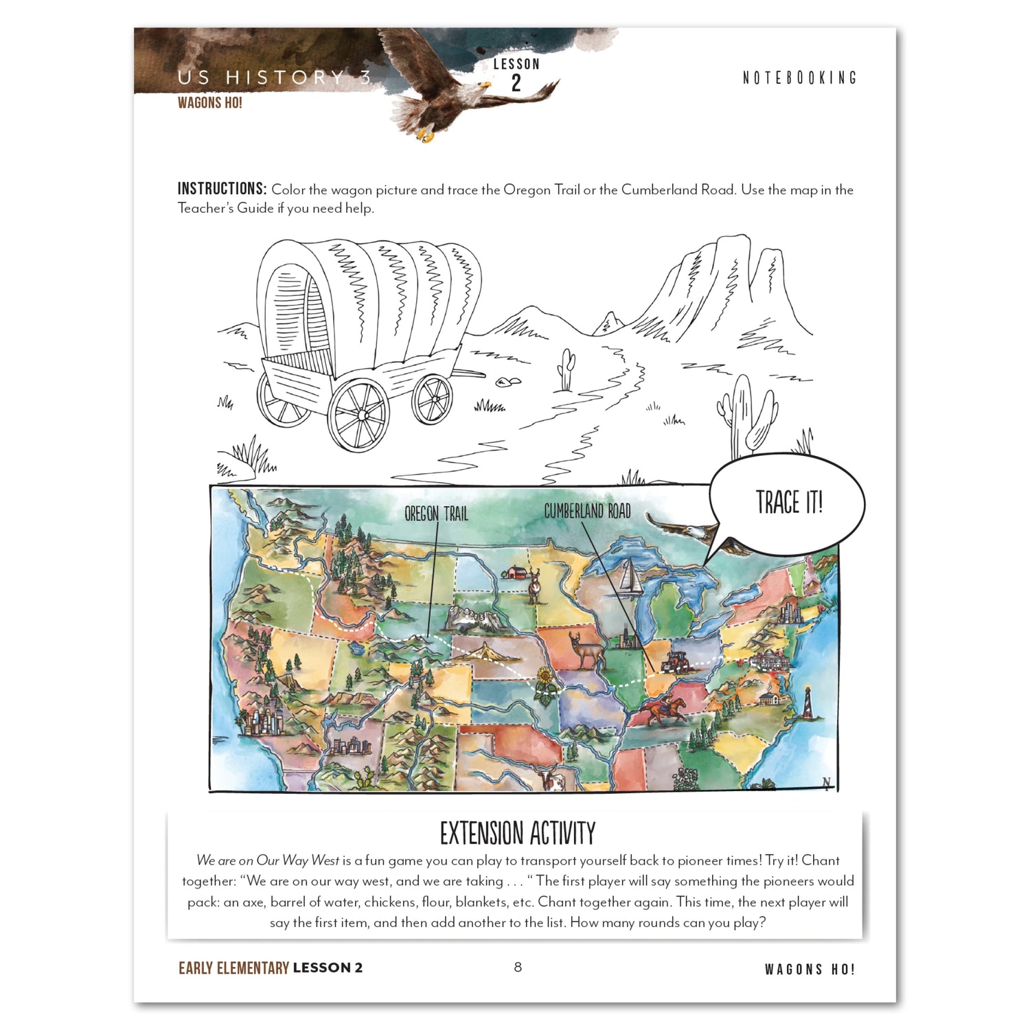 US History 3: Growing Identity: 1816-1899 Adventures Though History Homeschool Digital Early Elementary Student Book Lesson 2 Notebooking