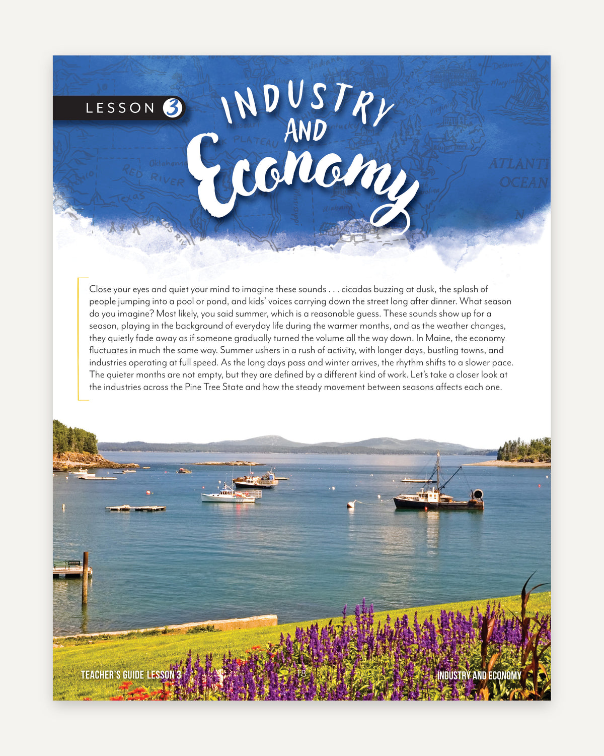 Fifty States: Maine homeschool unit study, digital Teacher's Guide Sample Page