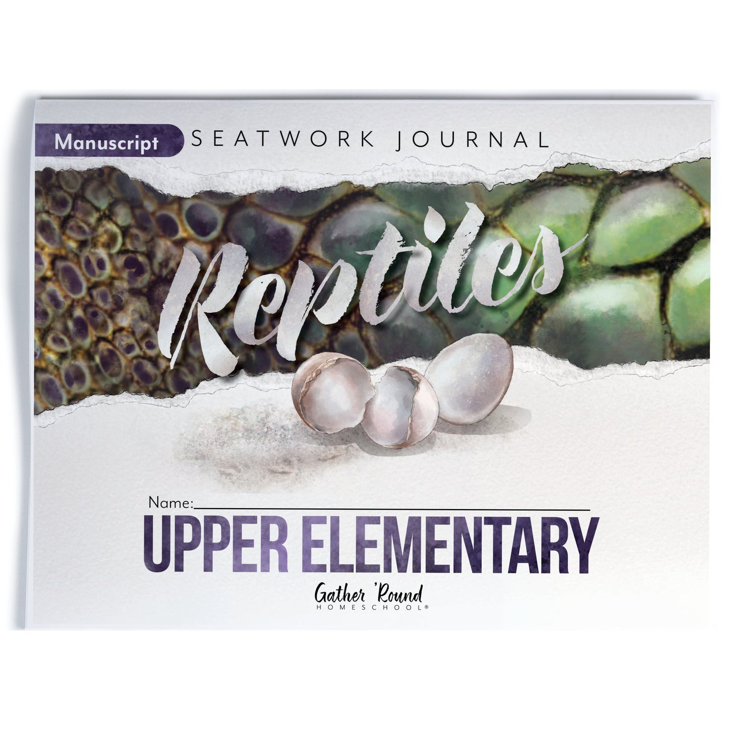 Reptiles homeschool unit study printed student seatwork journal in manuscript for Upper Elementary