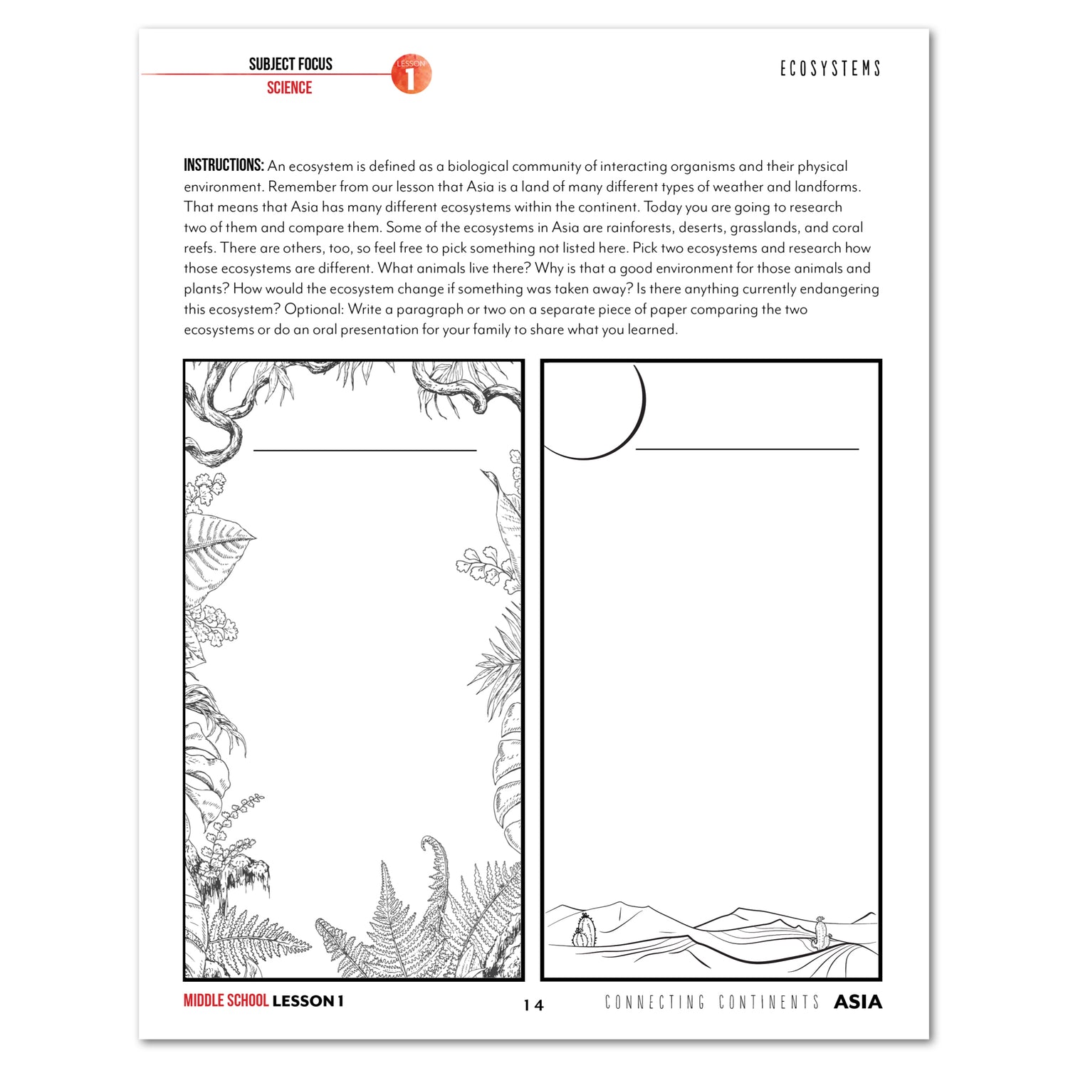Asia Homeschool Unit Study Digital Middle School Lesson 1 Page