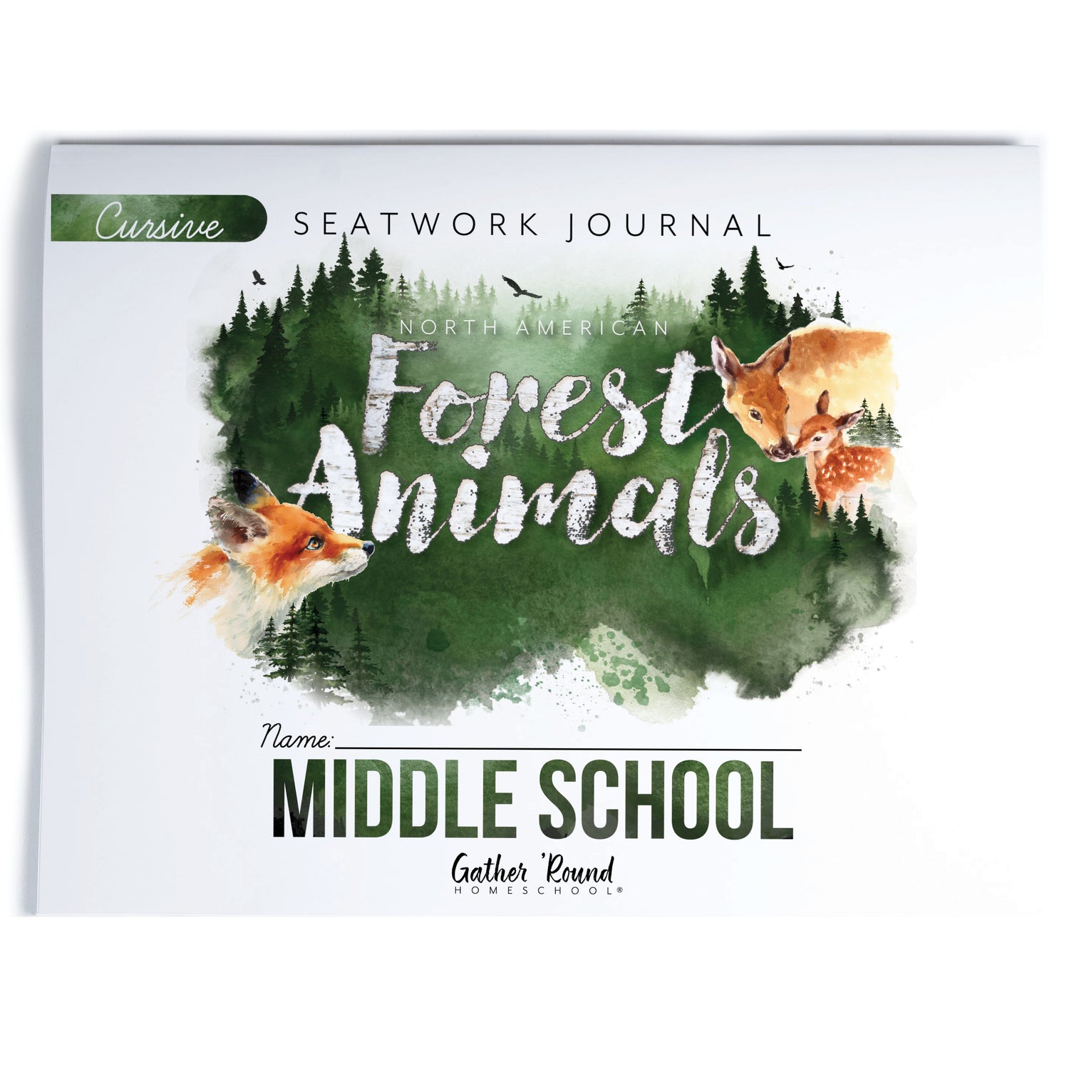 North American Forest Animals homeschool unit study print student seatwork journal in cursive for middle school