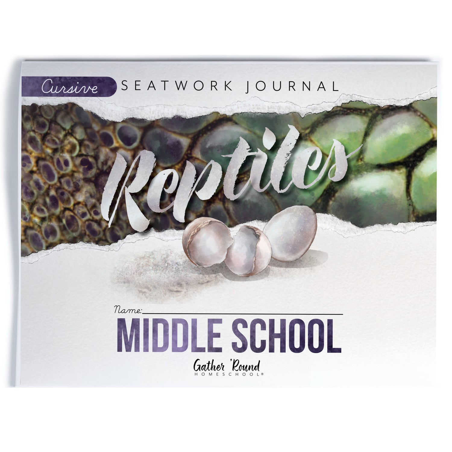 Reptiles homeschool unit study printed student seatwork journal in cursive for Middle School