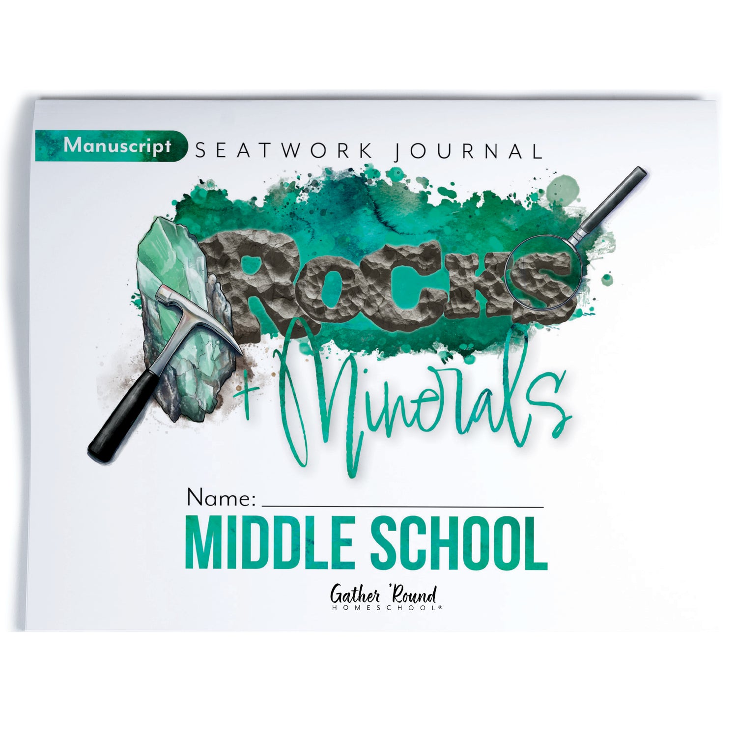 Rocks + Minerals homeschool unit study printed student seatwork journal in manuscript for Middle School