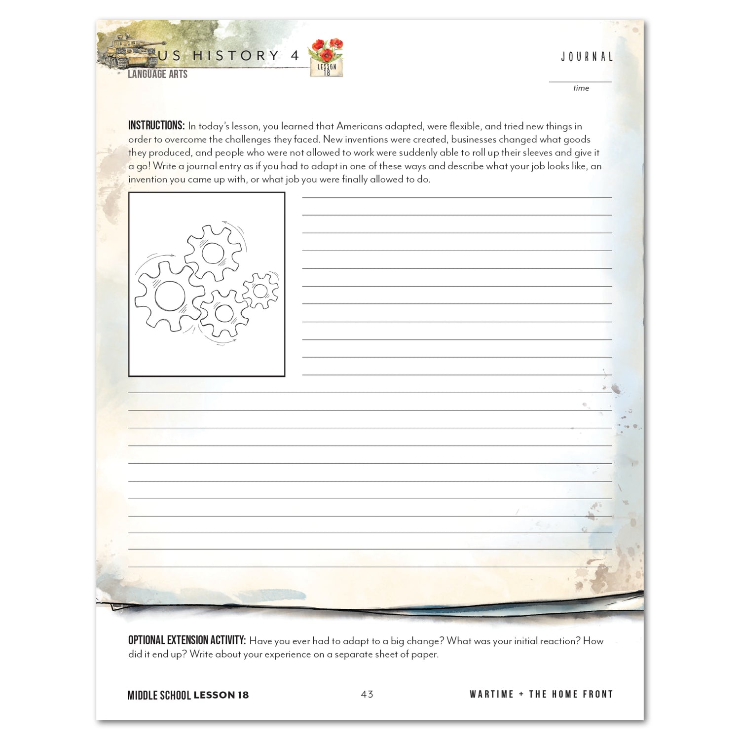 US History 4: War & Reformation: 1900-1945 Homeschool Unit Study Printed Middle School Student Book Lesson 18 Journal