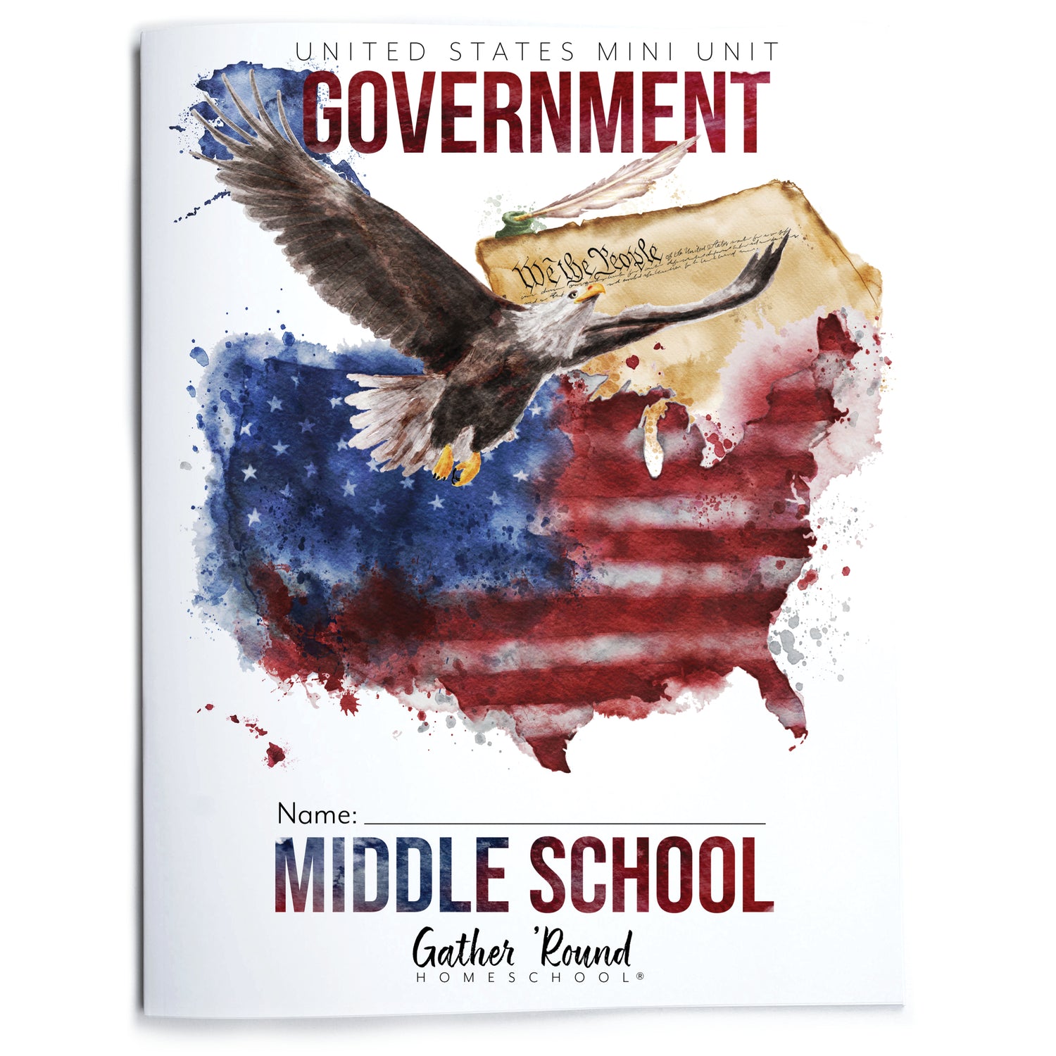 US Government Homeschool Study Unit Digital Printed Middle School Student Book