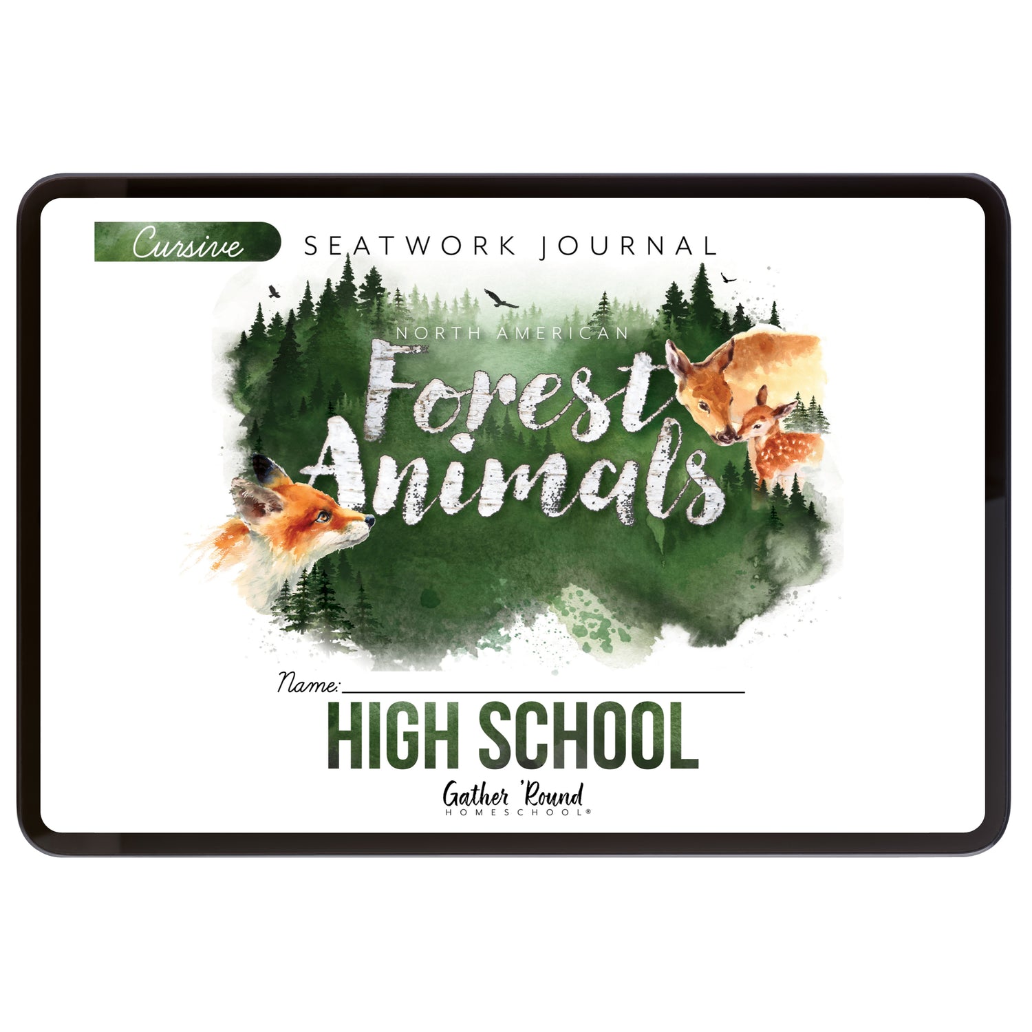 North American Forest Animals homeschool unit study digital student seatwork journal in cursive for high school