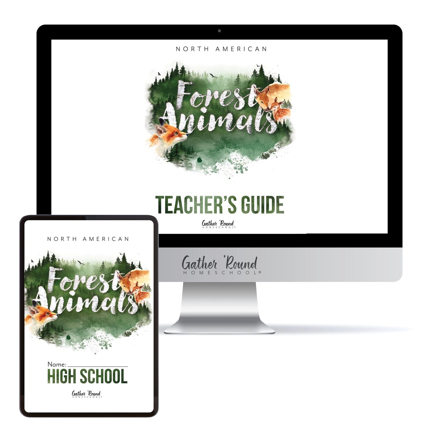 North American Forest Animals homeschool unit study digital student workbook in high school with teacher's guide bundle