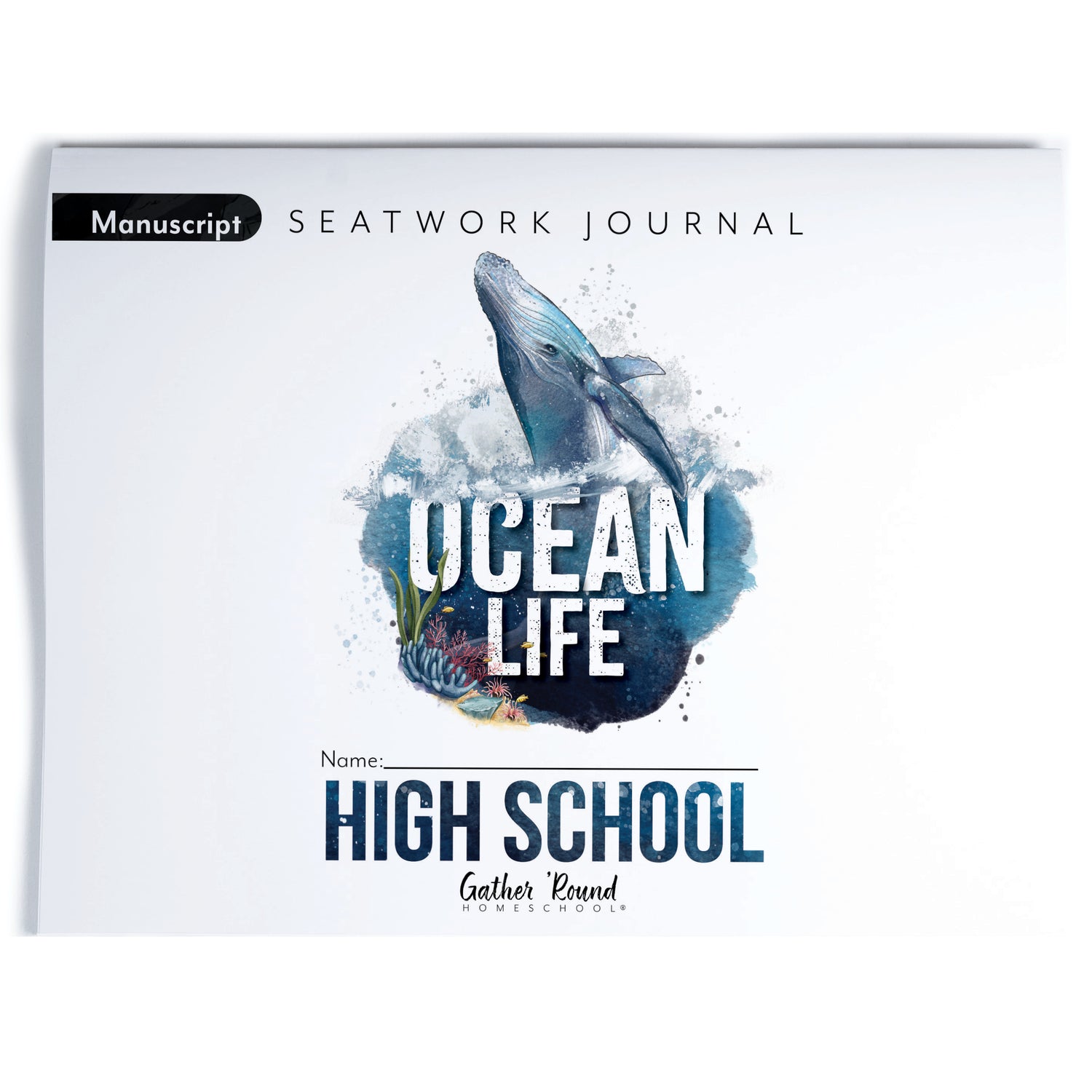 Ocean Life homeschool unit study digital seatwork journal in manuscript for high school