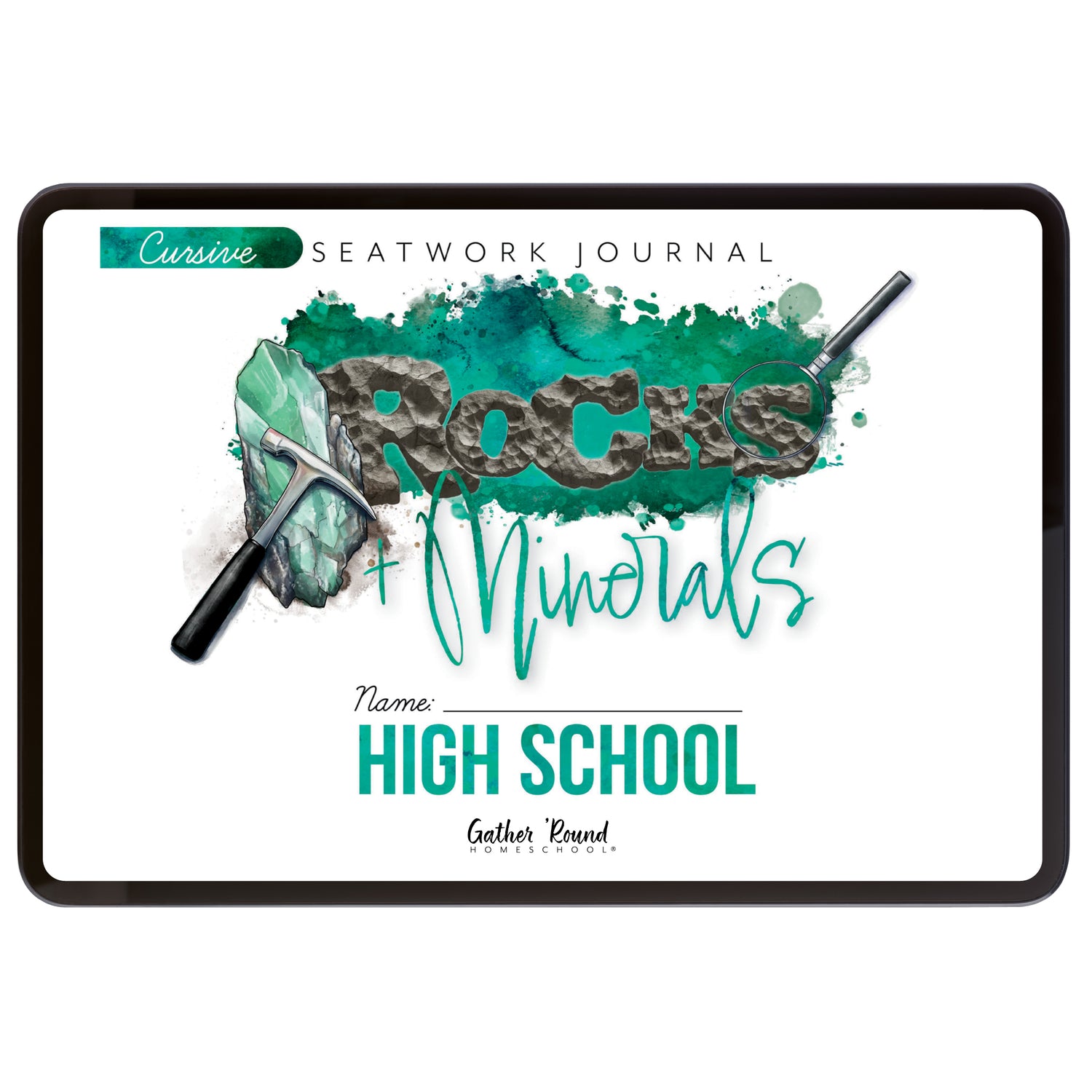 Rocks + Minerals homeschool unit study digital student seatwork journal in cursive for High School