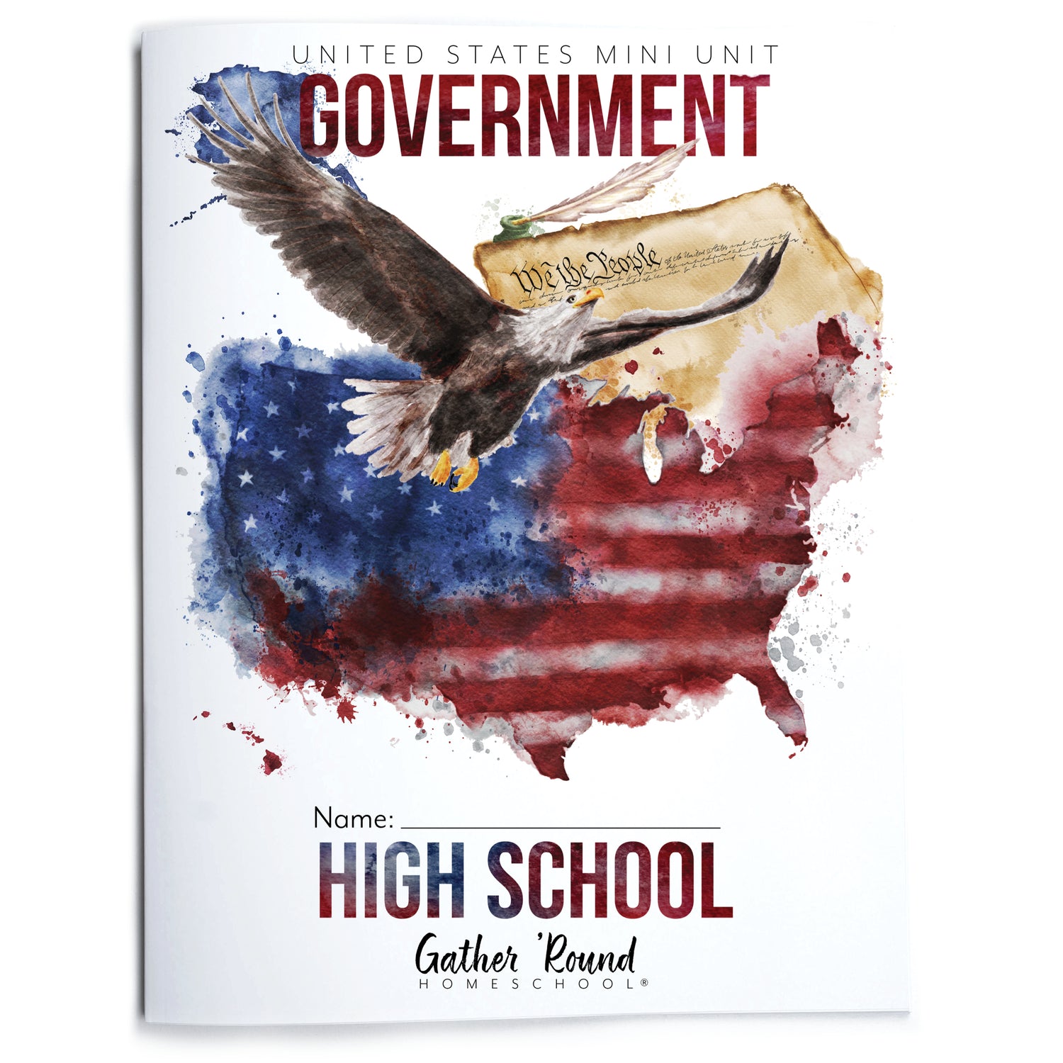 US Government Homeschool Study Unit Digital Printed High School Student Book