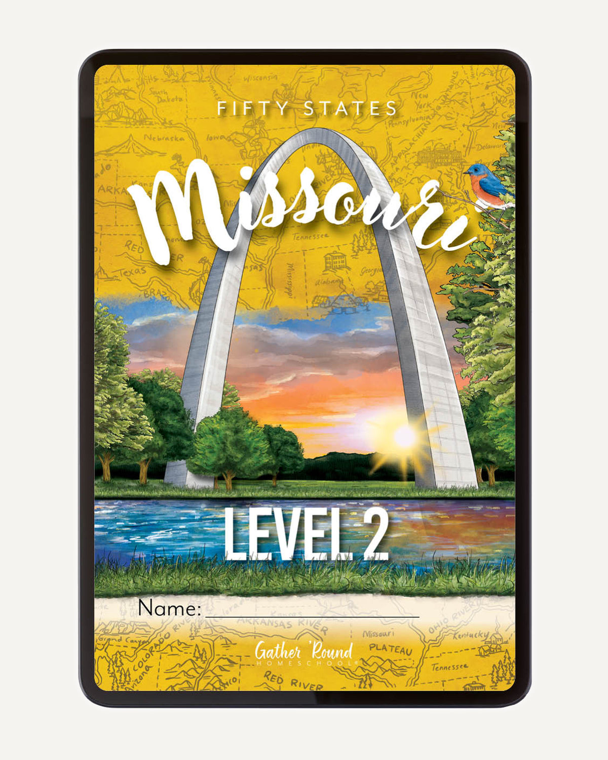 Level 2 Student Book digital cover featuring an illustration of the Gateway Arch and the title