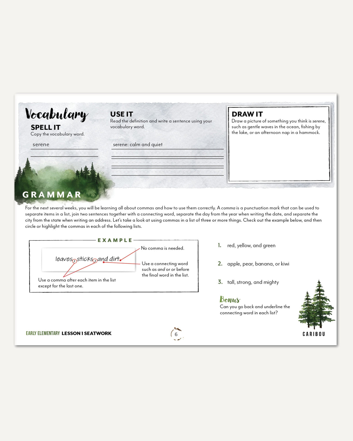 North American Forest Animals homeschool unit study digital student seatwork journal in manuscript for early elementary lesson one