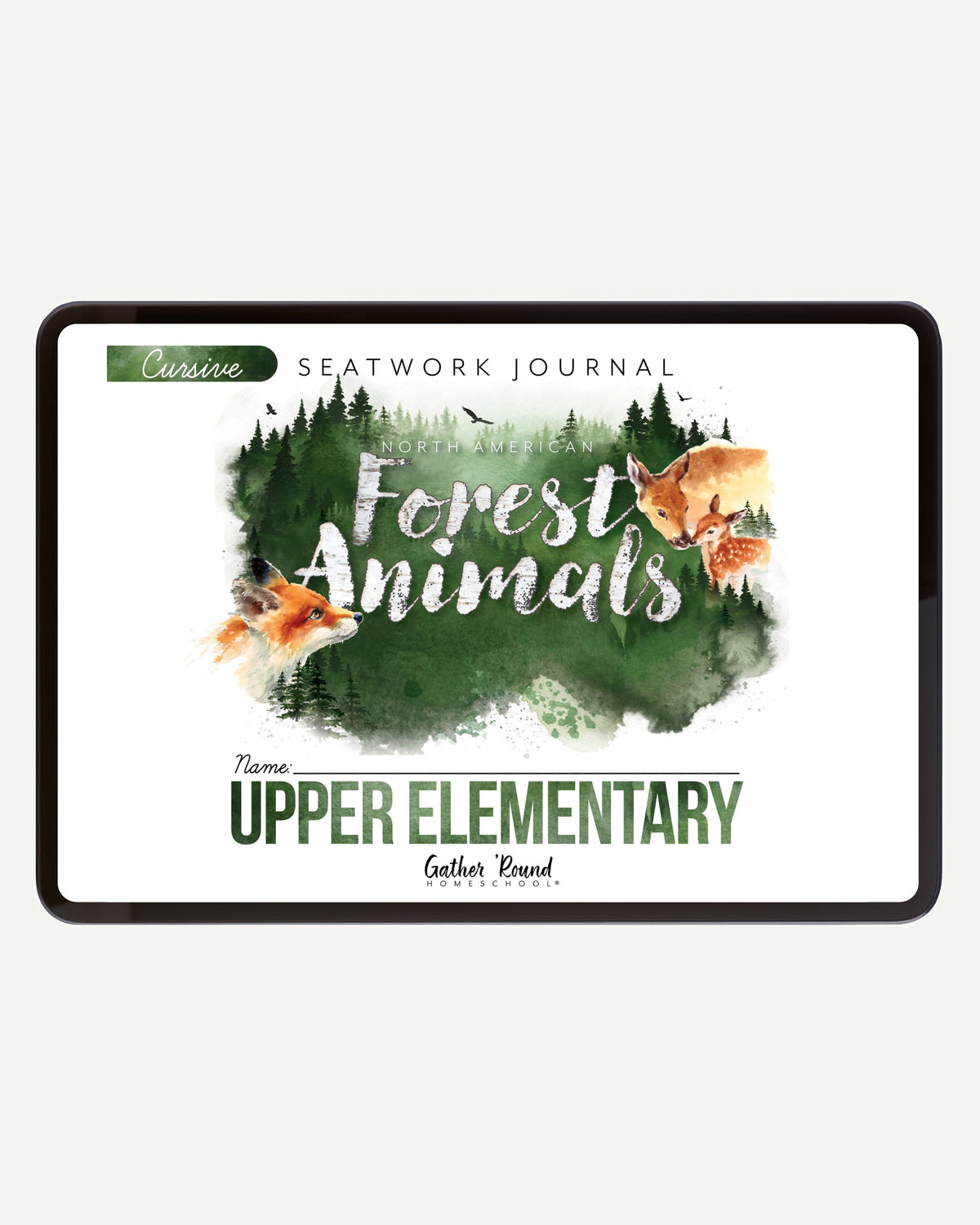 North American Forest Animals homeschool unit study digital student seatwork journal in cursive for upper elementary