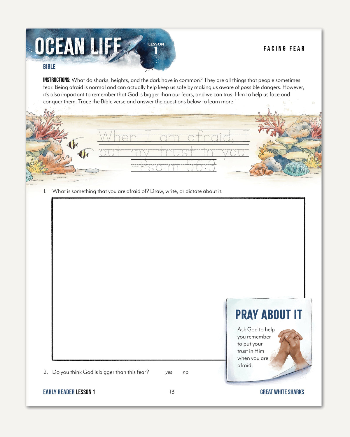 Ocean Life homeschool unit study digital student workbook for early reader with teacher's guide bundle lesson one