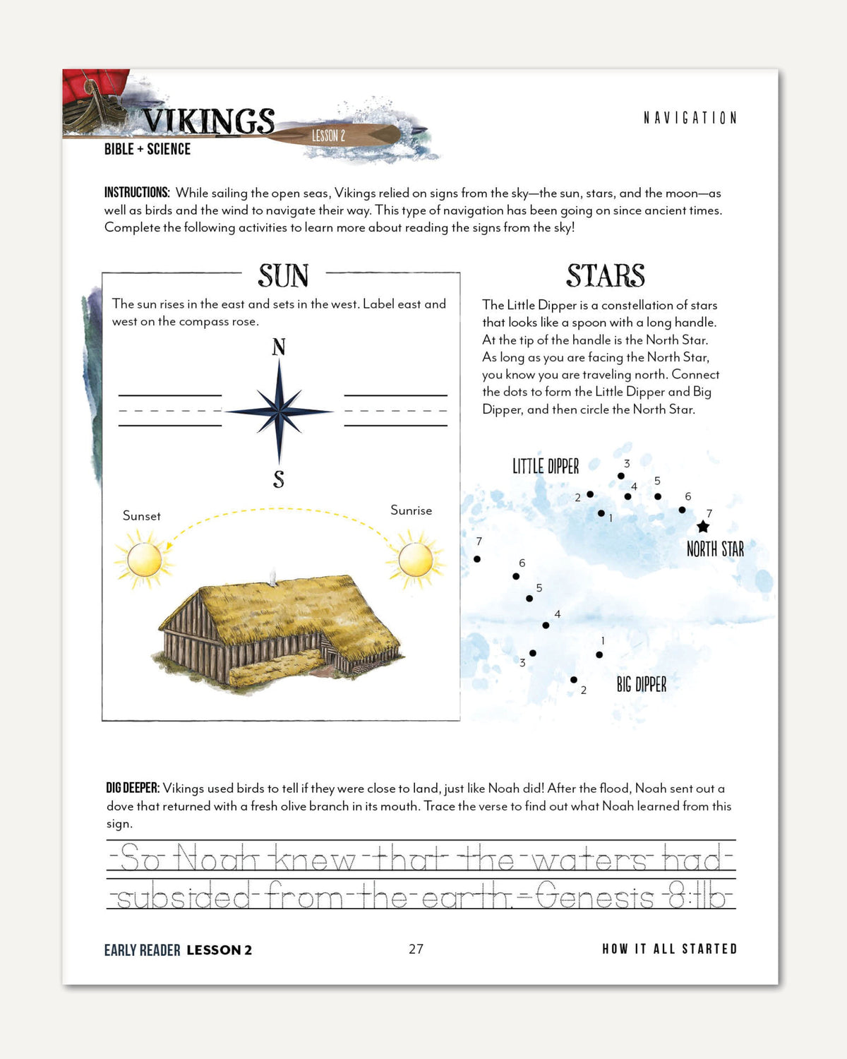 Vikings Homeschool Unit Study Digital Early Reader Student Book Lesson 1 Navigation