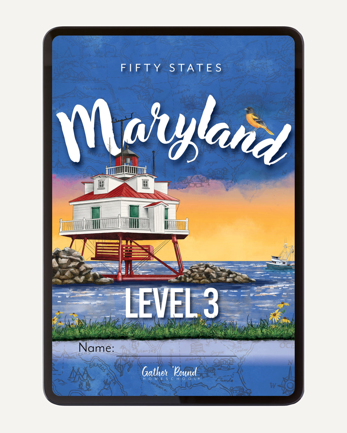 Fifty States: Maryland homeschool unit study, digital Level 3 Student Book Cover