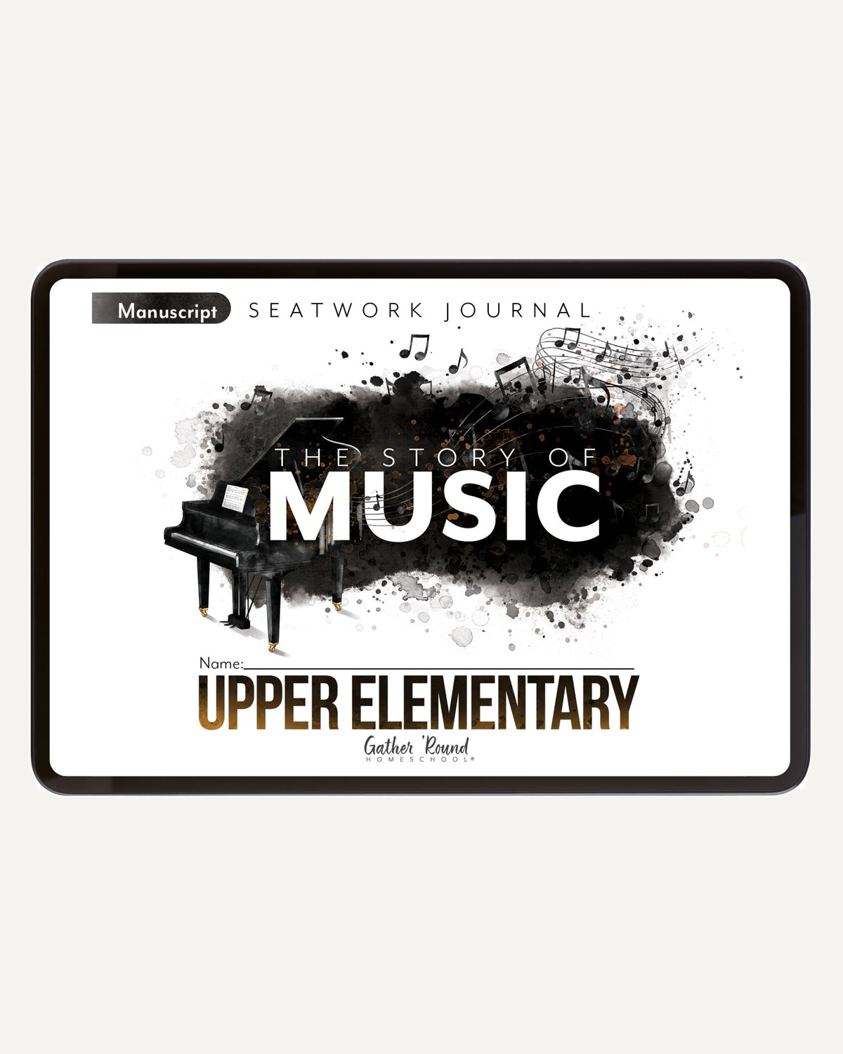 Music homeschool unit study digital student seatwork journal in manuscript for upper elementary