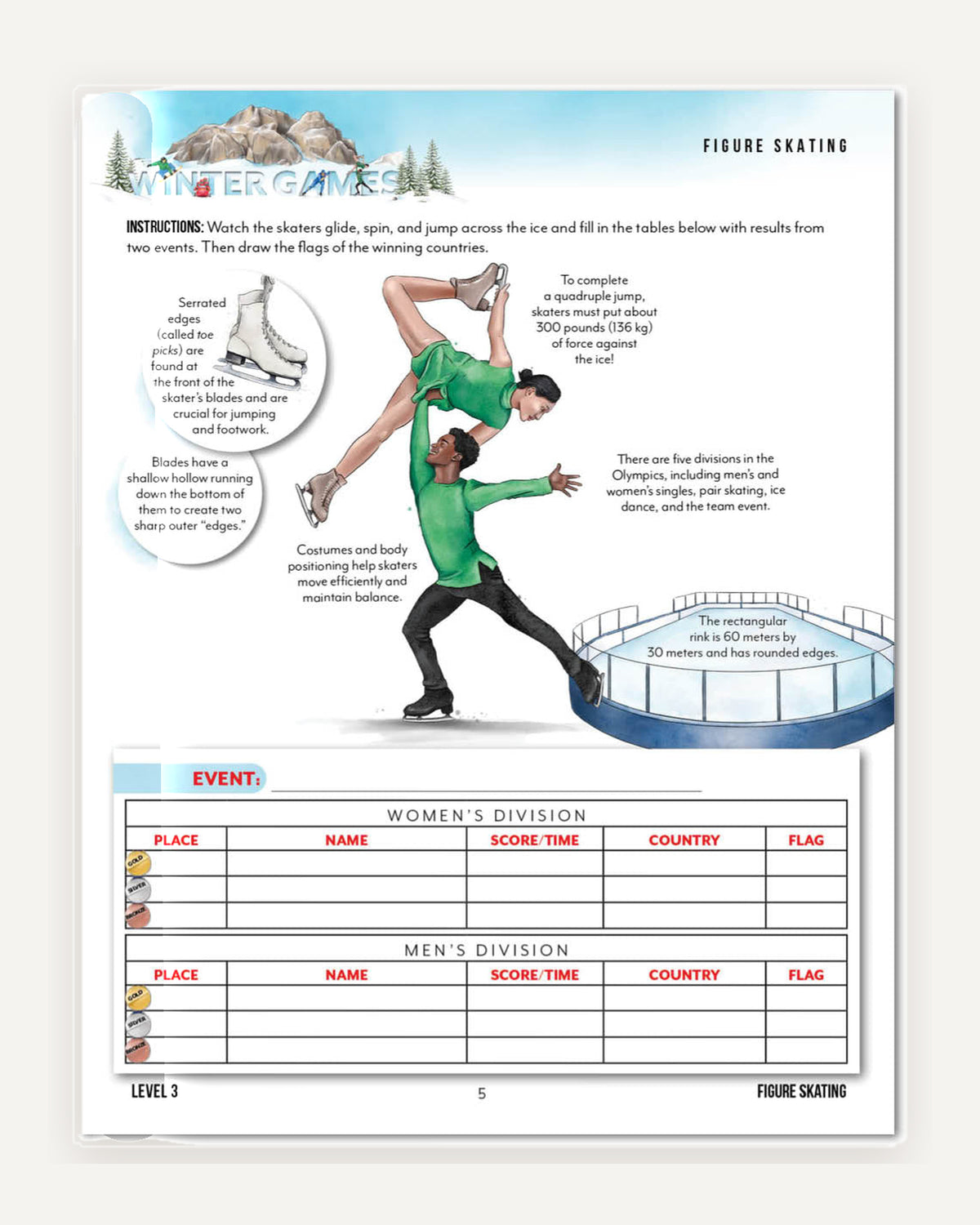 Winter Games Homeschool Unit Study Digital Download Level 3 Student Book Figure Skating