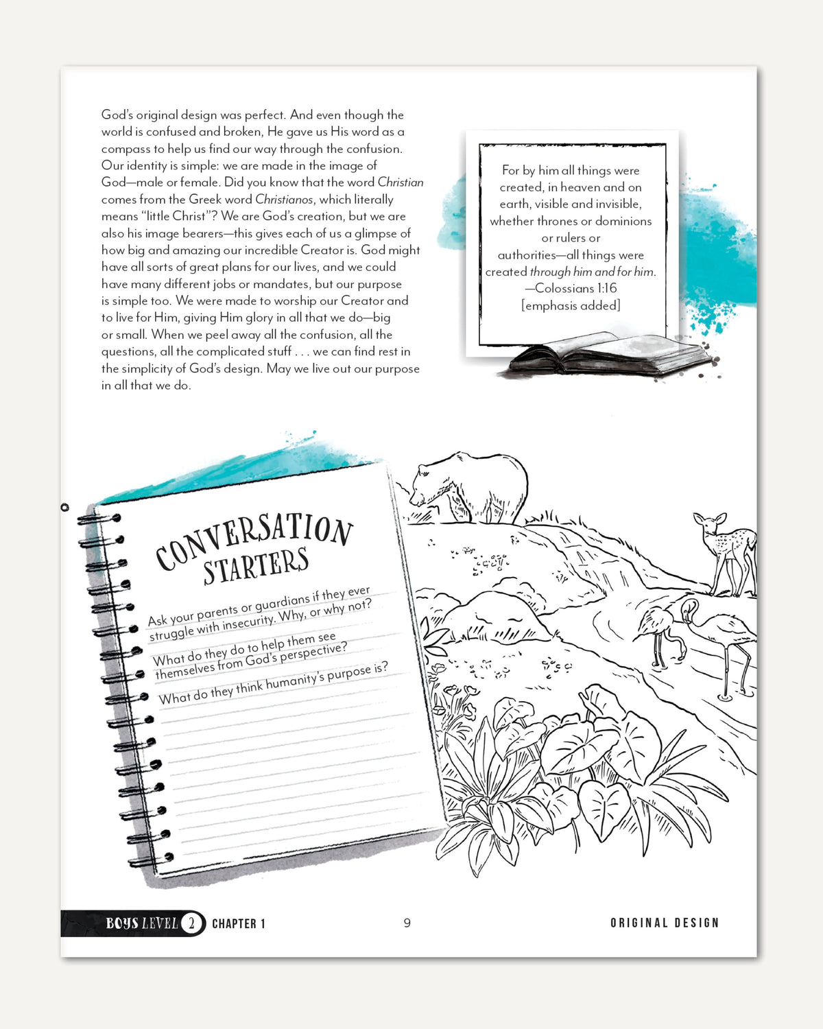 Growing Up with God Homeschool Unit Study Printed Boys Student Book Level 2 Chapter 1 Original Design