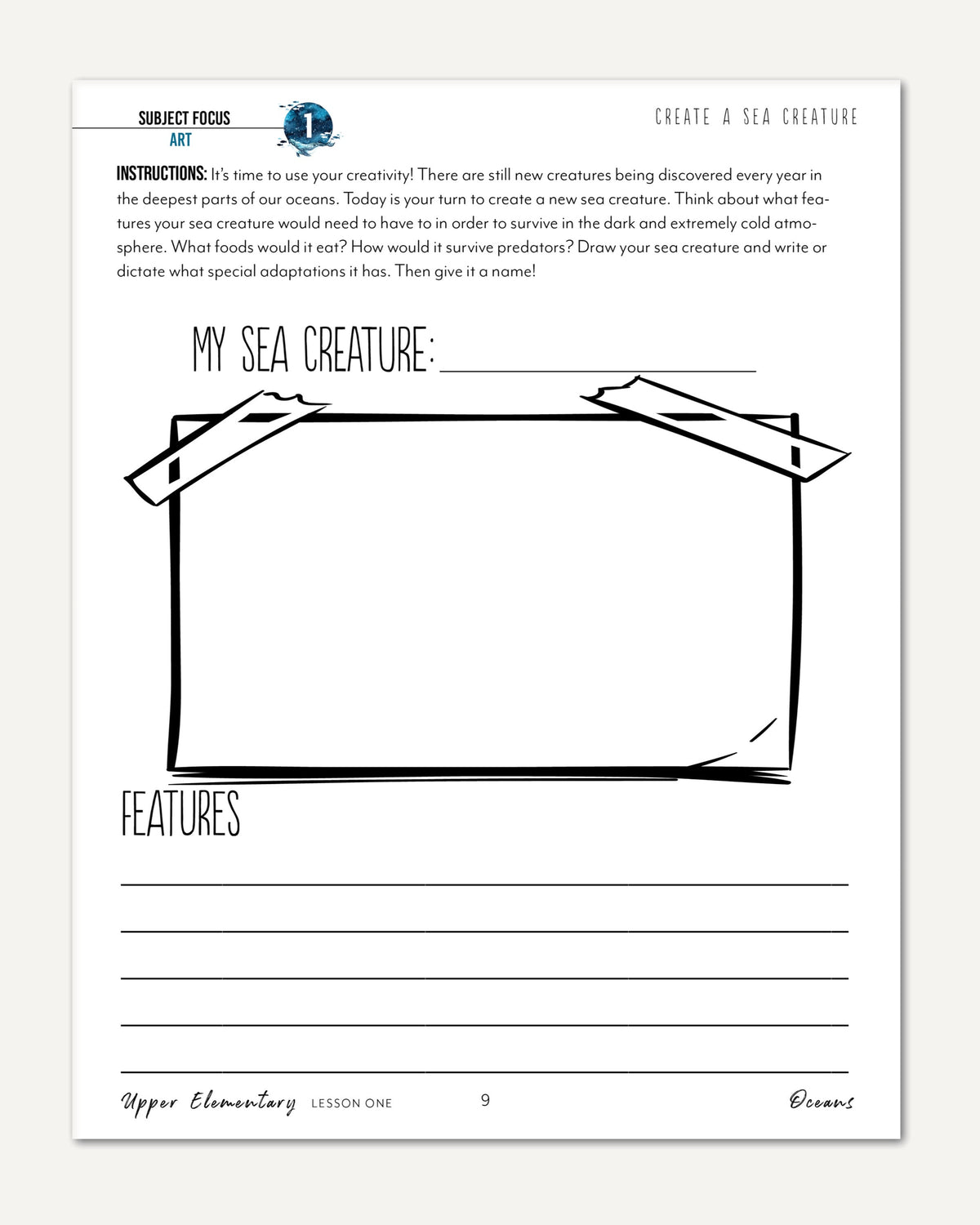 Oceans homeschool unit study digital student workbook for upper elementary with teacher's guide combo my sea creature