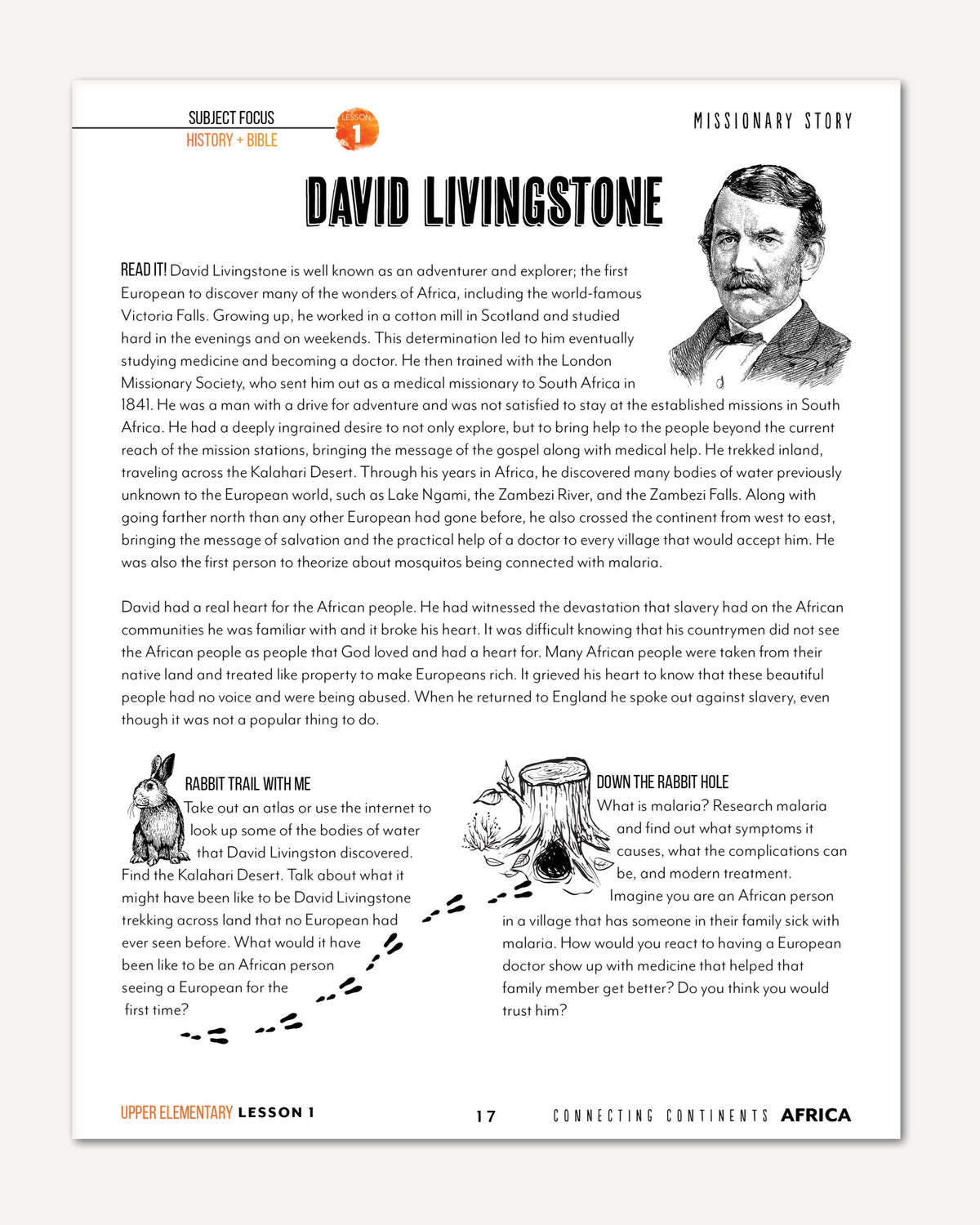 Africa homeschool unit study Printed Upper Elementary Student Book Lesson 1 Page