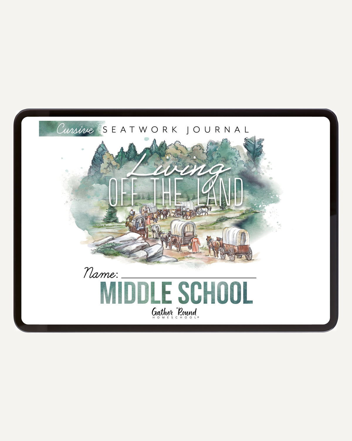 Living Off the Land homeschool unit seatwork journal digital Middle School student notebook in cursive