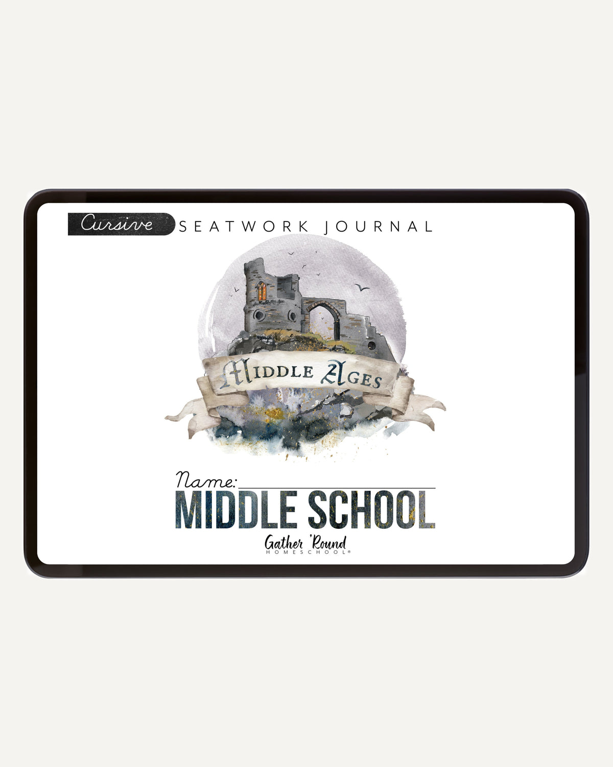 Middle Ages homeschool unit study digital student seatwork book in cursive for middle school