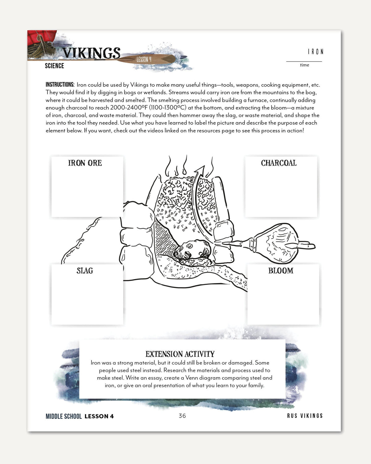 Vikings Homeschool Unit Study Digital Middle School Student Book Lesson 4 Iron