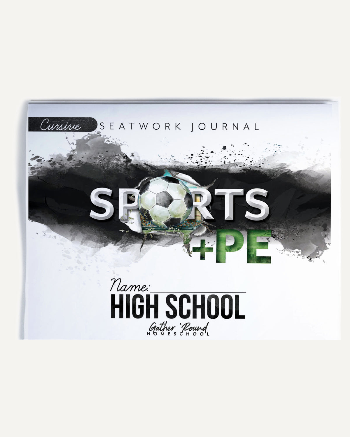 Sports + PE homeschool unit study, print student seatwork journal in cursive for High School