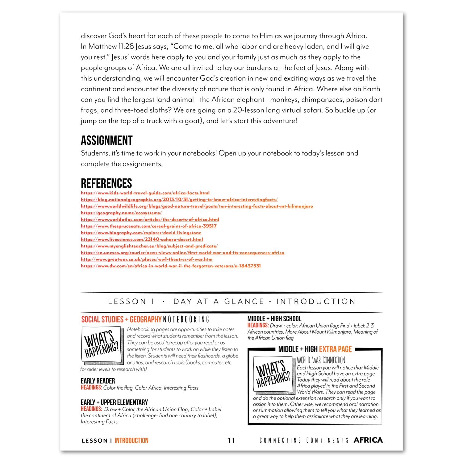 Africa homeschool unit study printed teacher guide introduction lesson plan part two