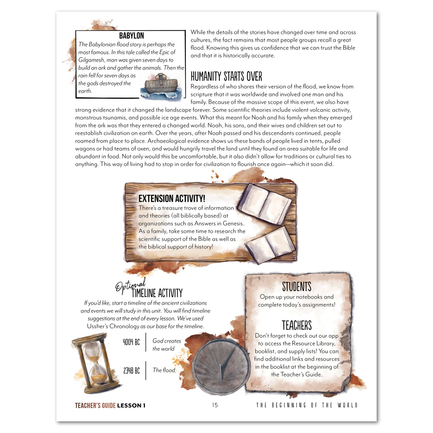 Ancient Civilizations homeschool unit study digital teacher lesson 1 part 2