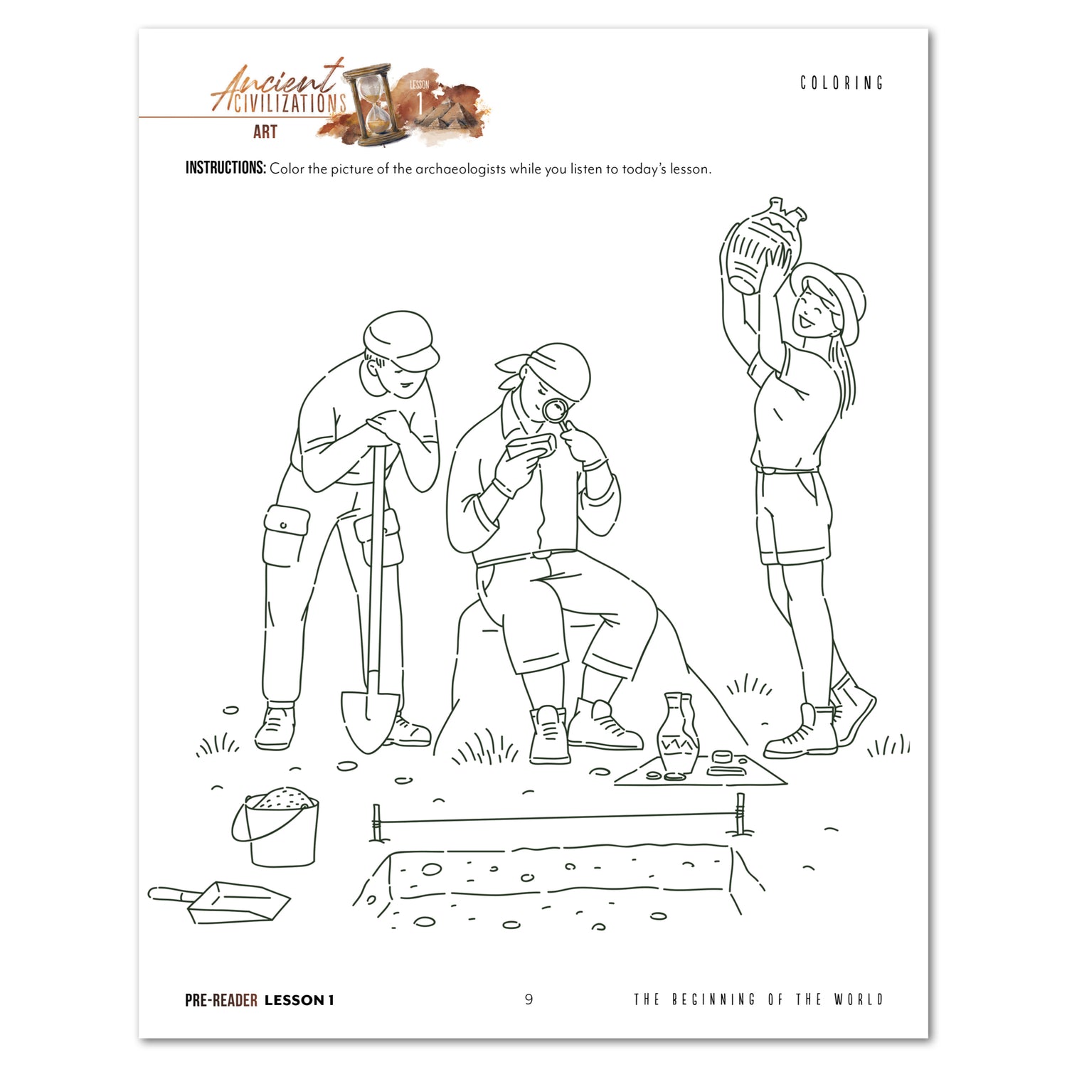 Ancient Civilizations homeschool unit study digital pre-reader student book lesson 1