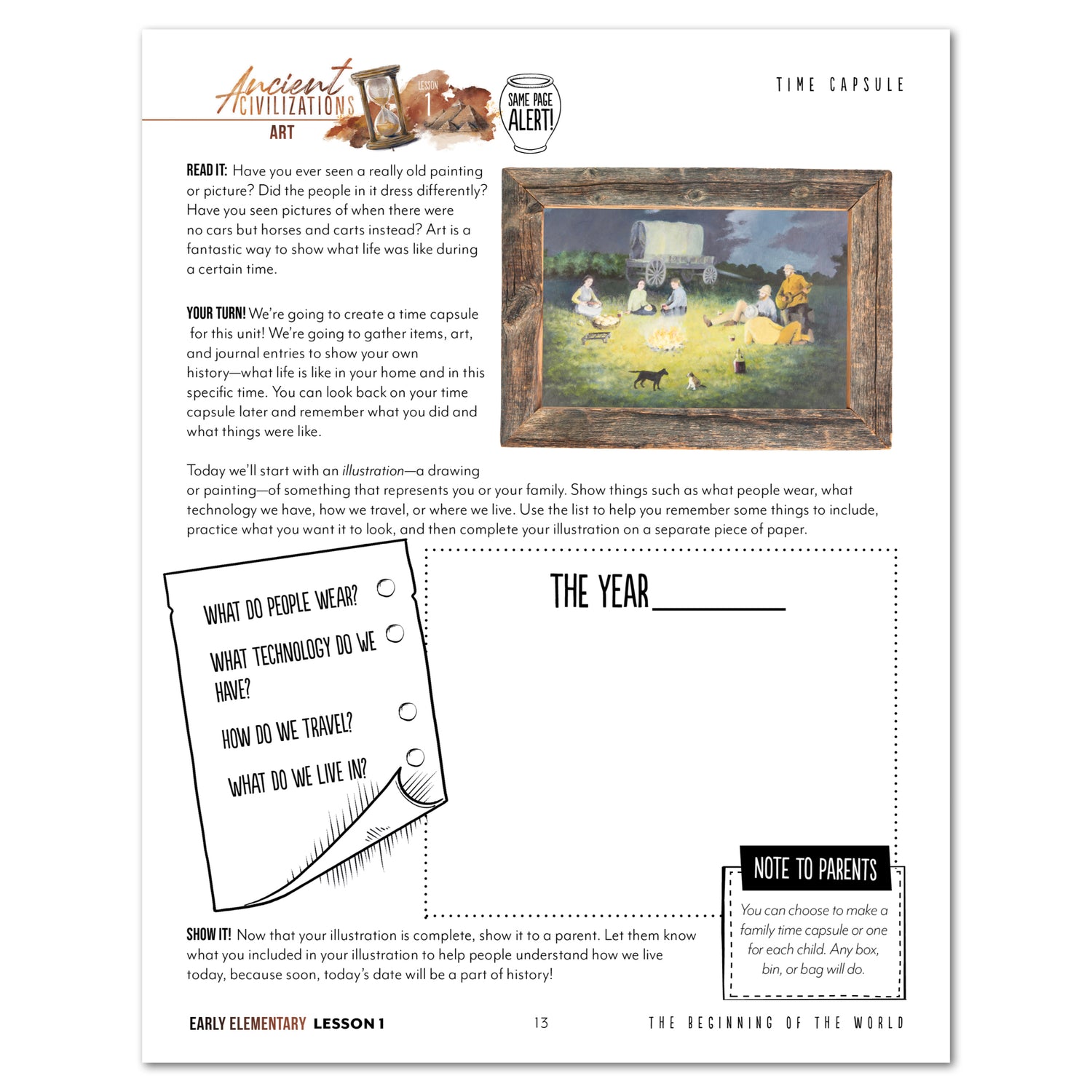 Ancient Civilizations homeschool unit study printed early elementary student book lesson 1