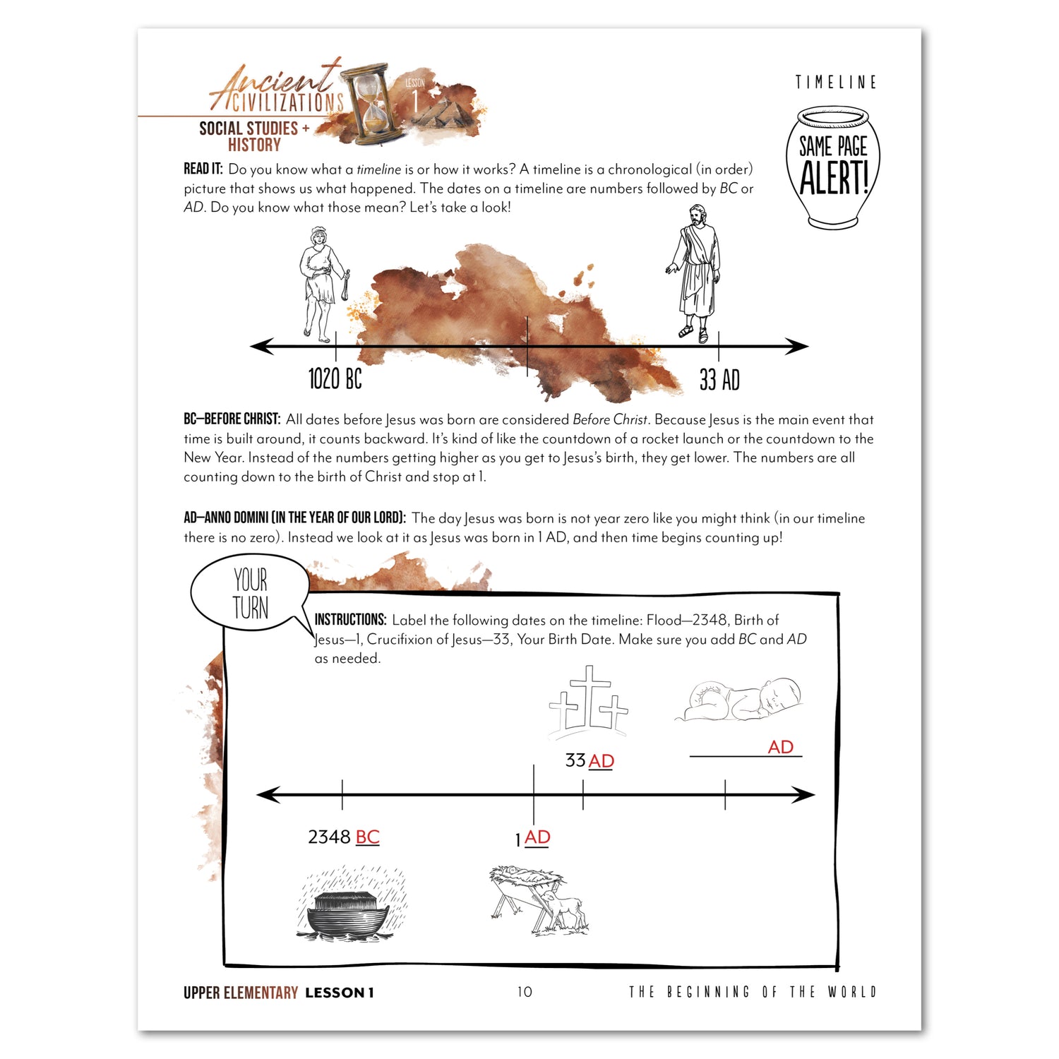 Ancient Civilizations homeschool unit study printed upper elementary student book lesson 1