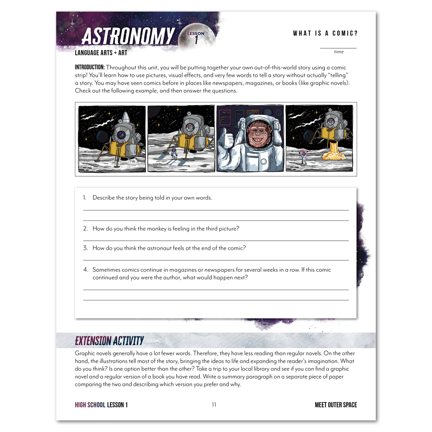 Astronomy Homeschool Unit Study Printed High School Student Book Lesson 1