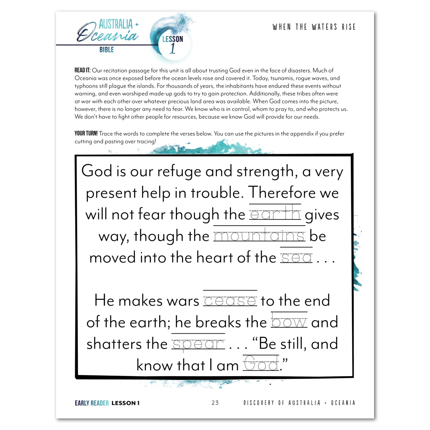 Australia + Oceania Homeschool Study Unit Printed Early Reader Student Book Daily Lesson 1