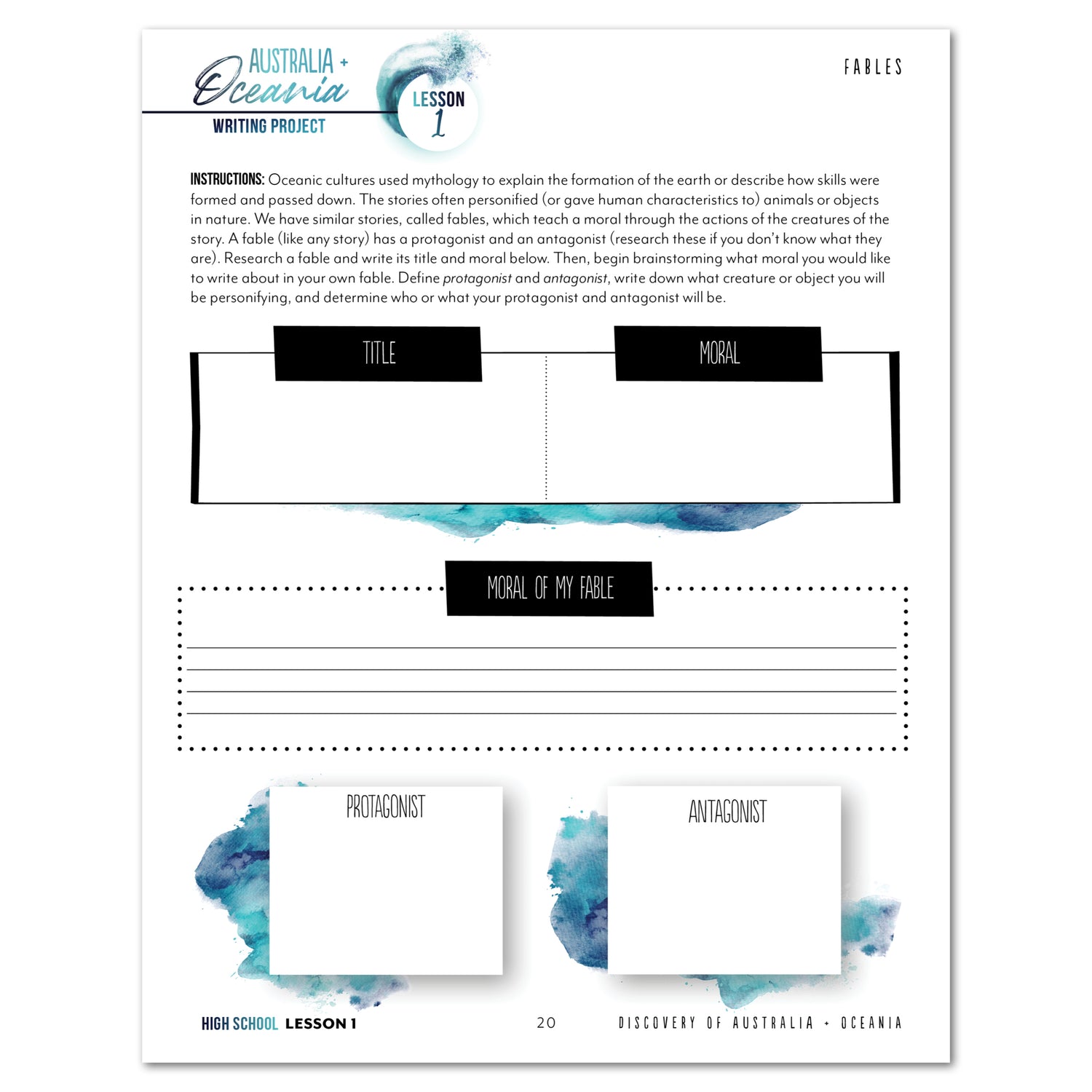 Australia + Oceania Homeschool Study Unit Printed High School Student Book Daily Lesson 1