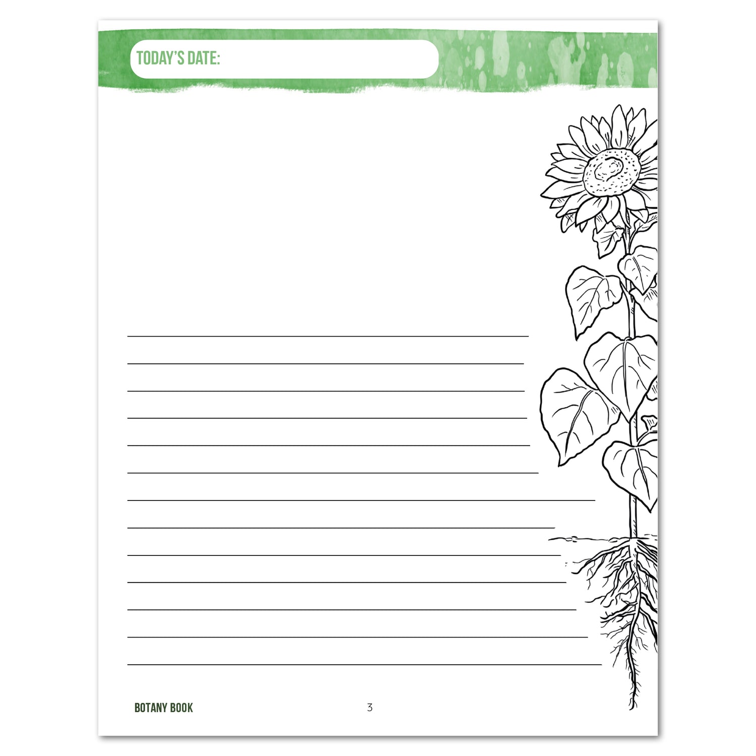 Botany Homeschool Unit Study Printed Botany Book Journal Entry Page