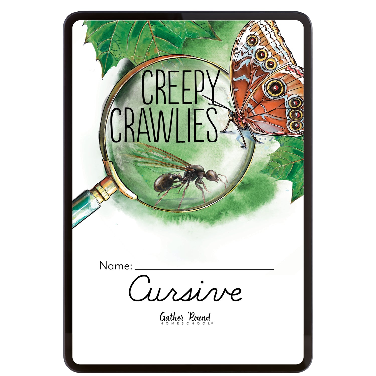Creepy Crawlies Homeschool Unit Study Digital Cursive Student Book