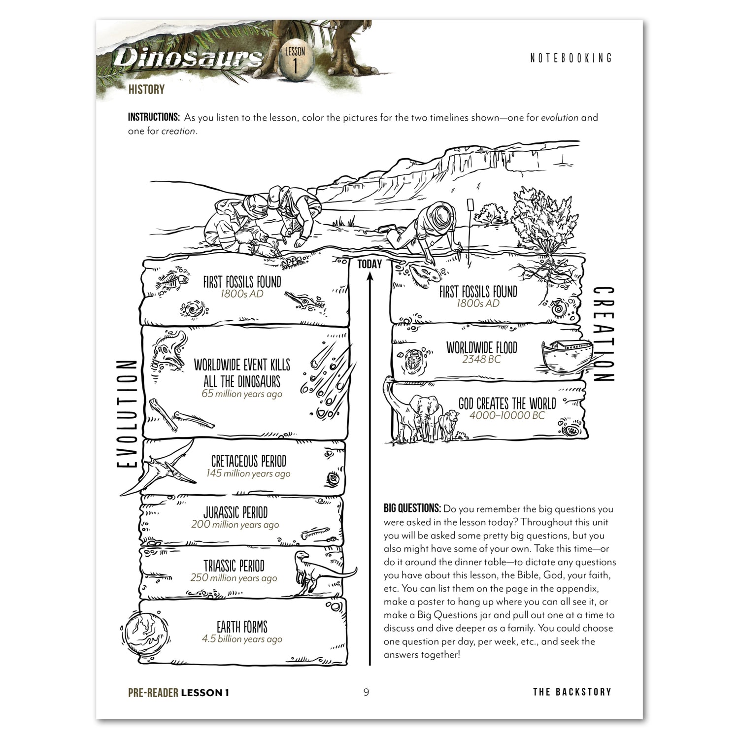 Dinosaurs Homeschool Unit Study Printed Pre-Reader Student Book Lesson 1 Notebooking