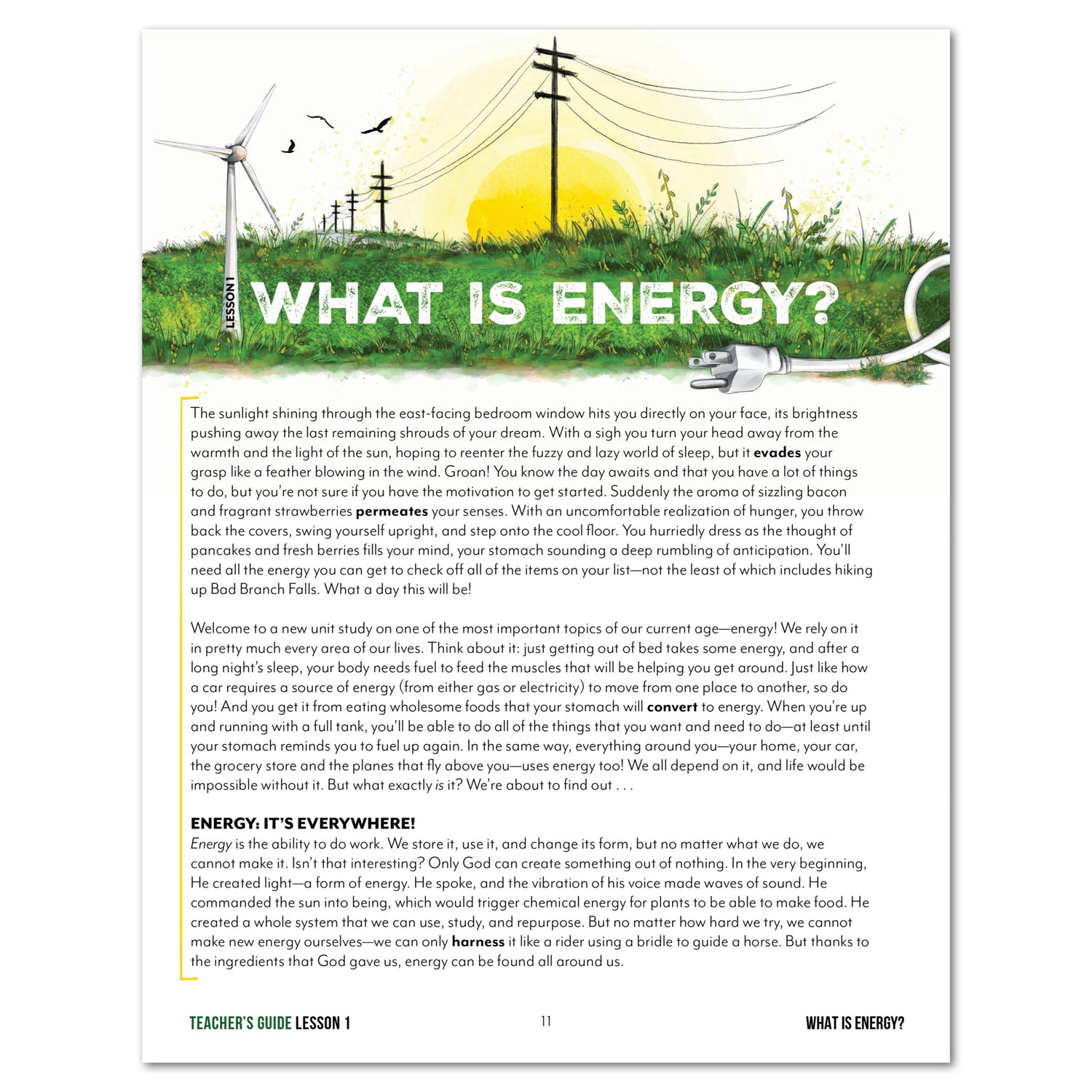 Energy Homeschool Unit Study Digital Teacher's Guide Lesson 1 What is Energy Part 1